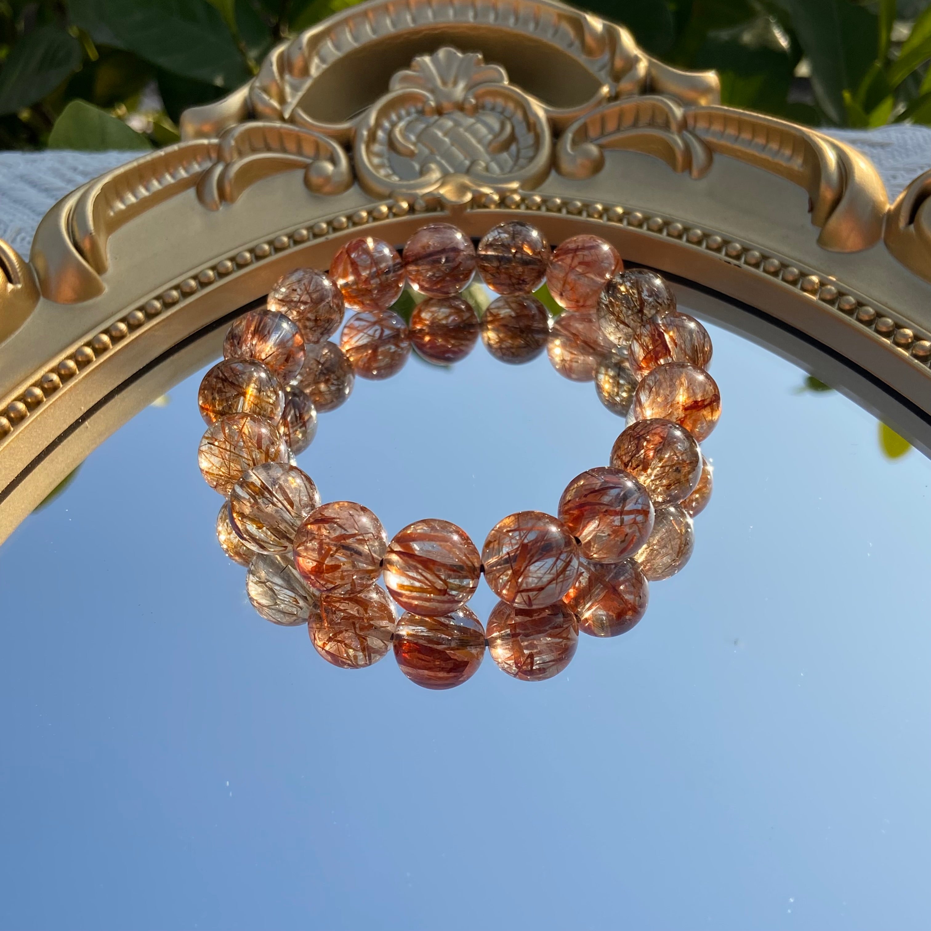 Golden Black Super Seven Rutile Bracelet - High-Grade Crystal Jewelry for Spiritual Power & Abundance