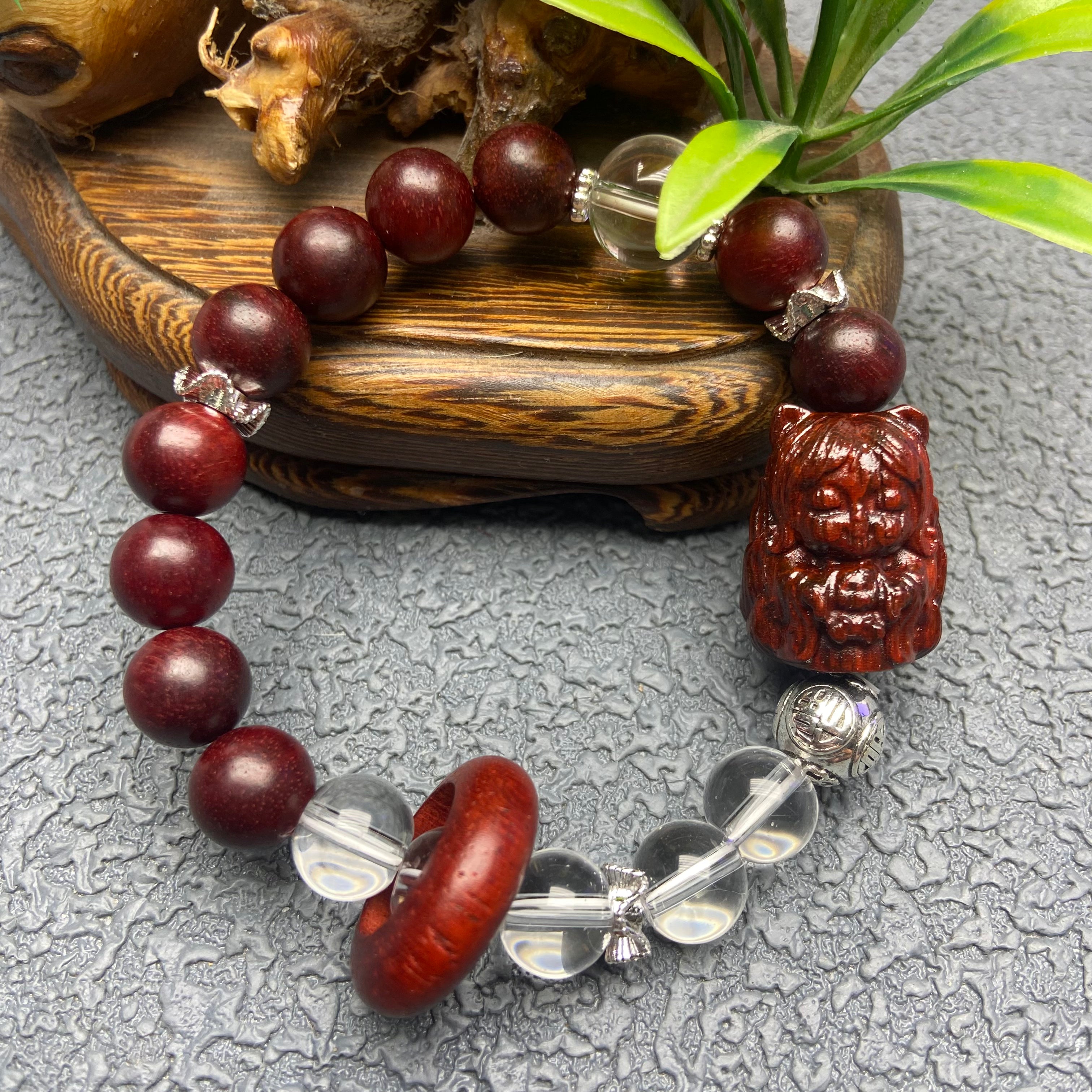 Wood 9 tailed fox god bracelet