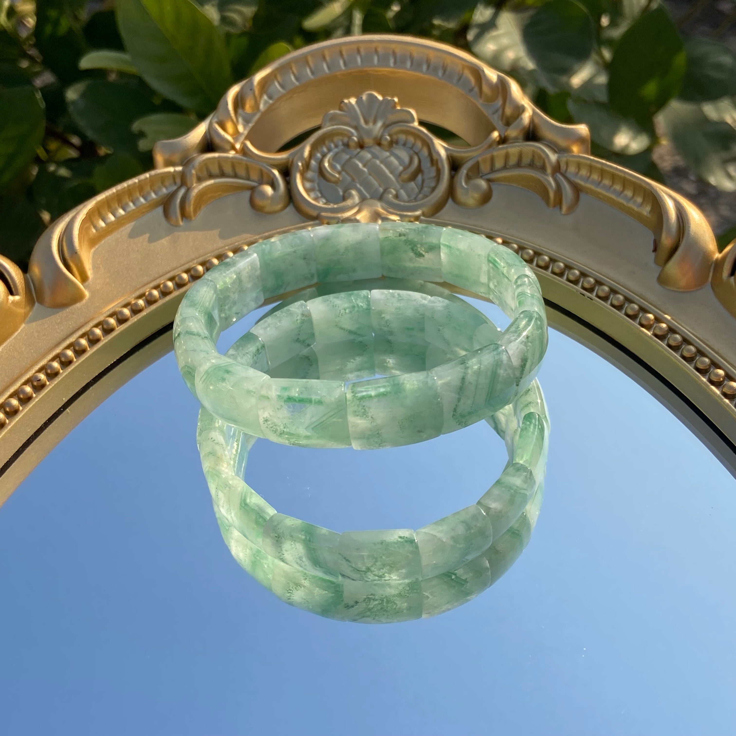 Handcrafted Green Phantom Quartz Bangle - Authentic Gemstone Bracelet for Abundance & Emotional Balance