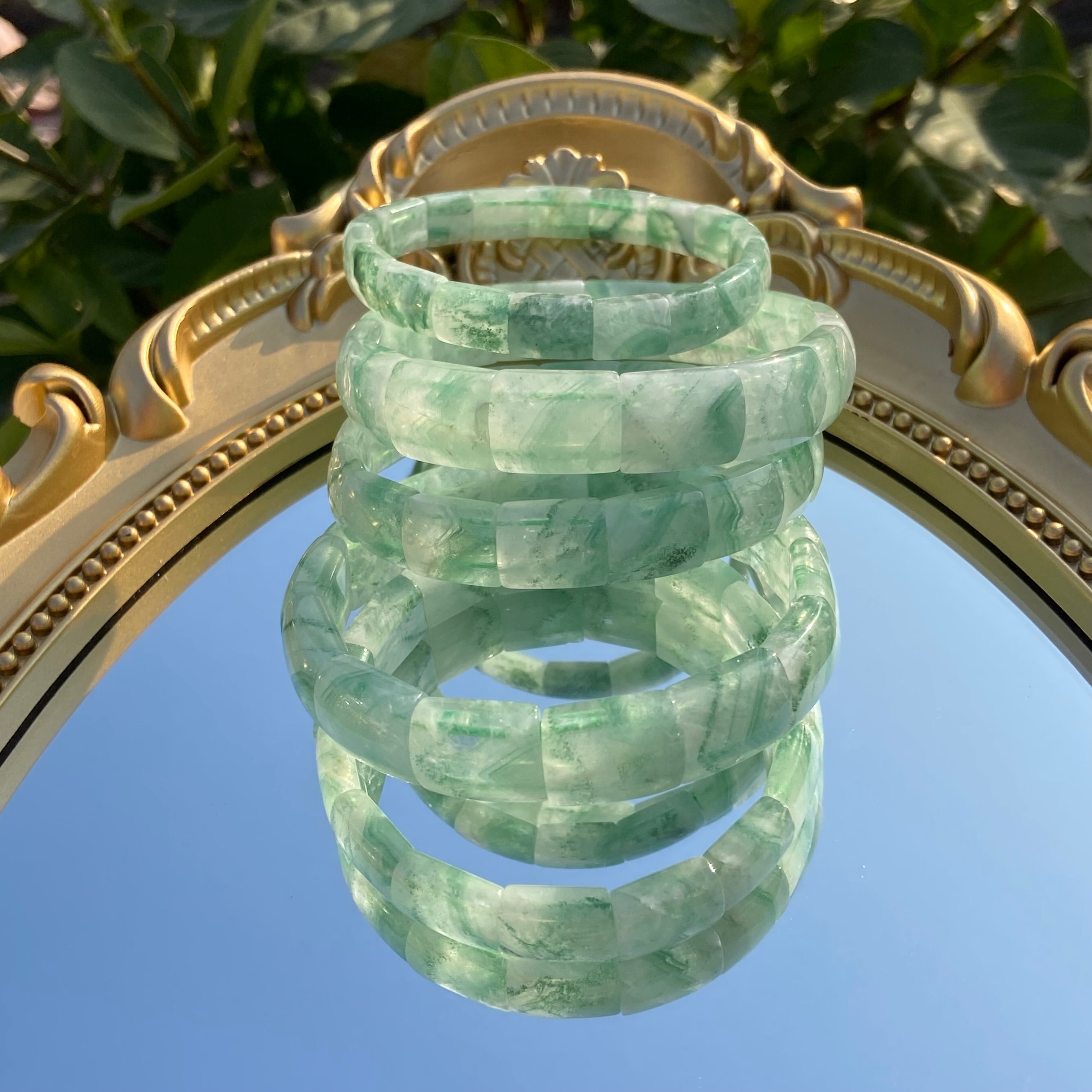 Handcrafted Green Phantom Quartz Bangle - Authentic Gemstone Bracelet for Abundance & Emotional Balance