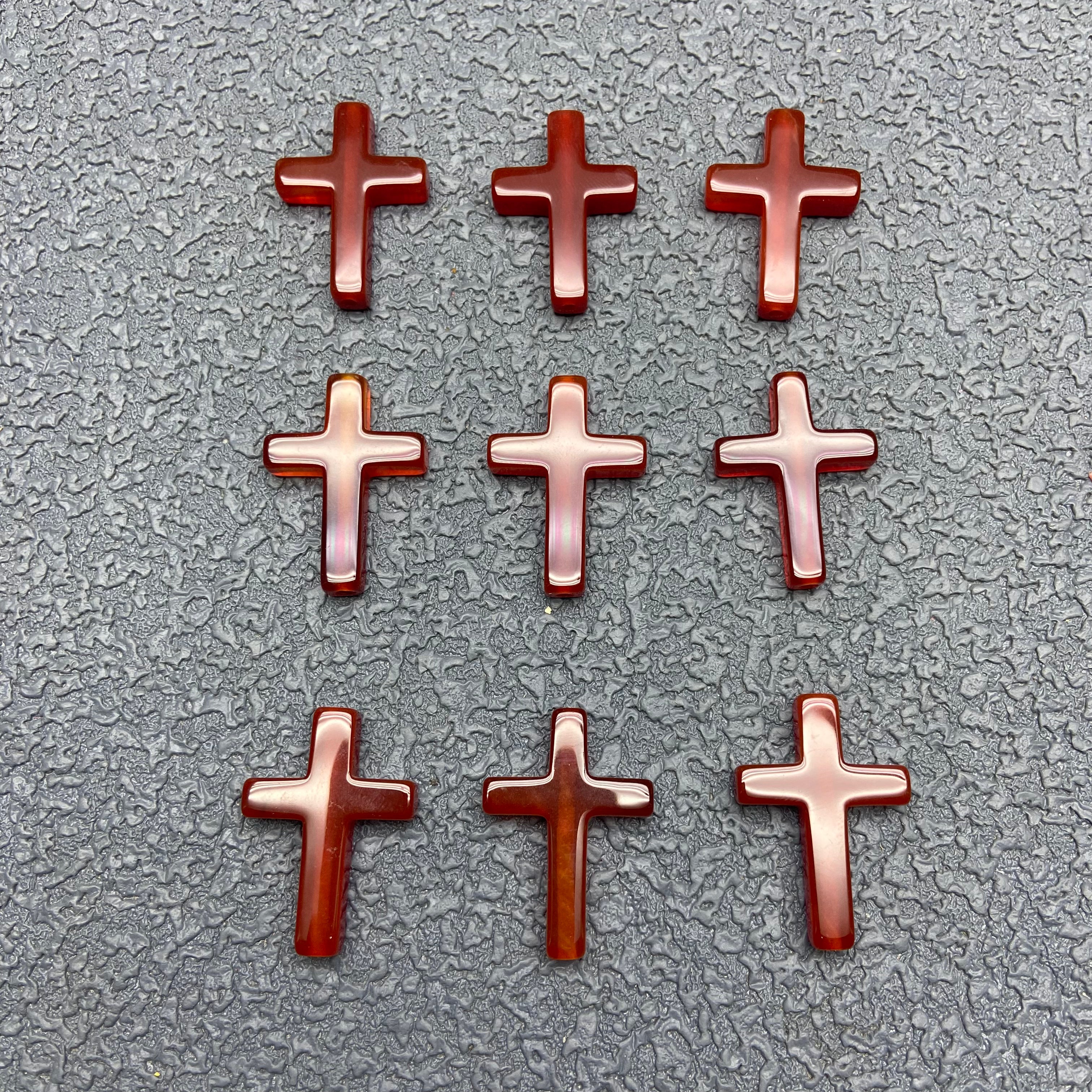 Black Onyx Cross Bracelet Charm | Red & Black Onyx Inlaid Cross – A Portable Emblem of Faith and Strength