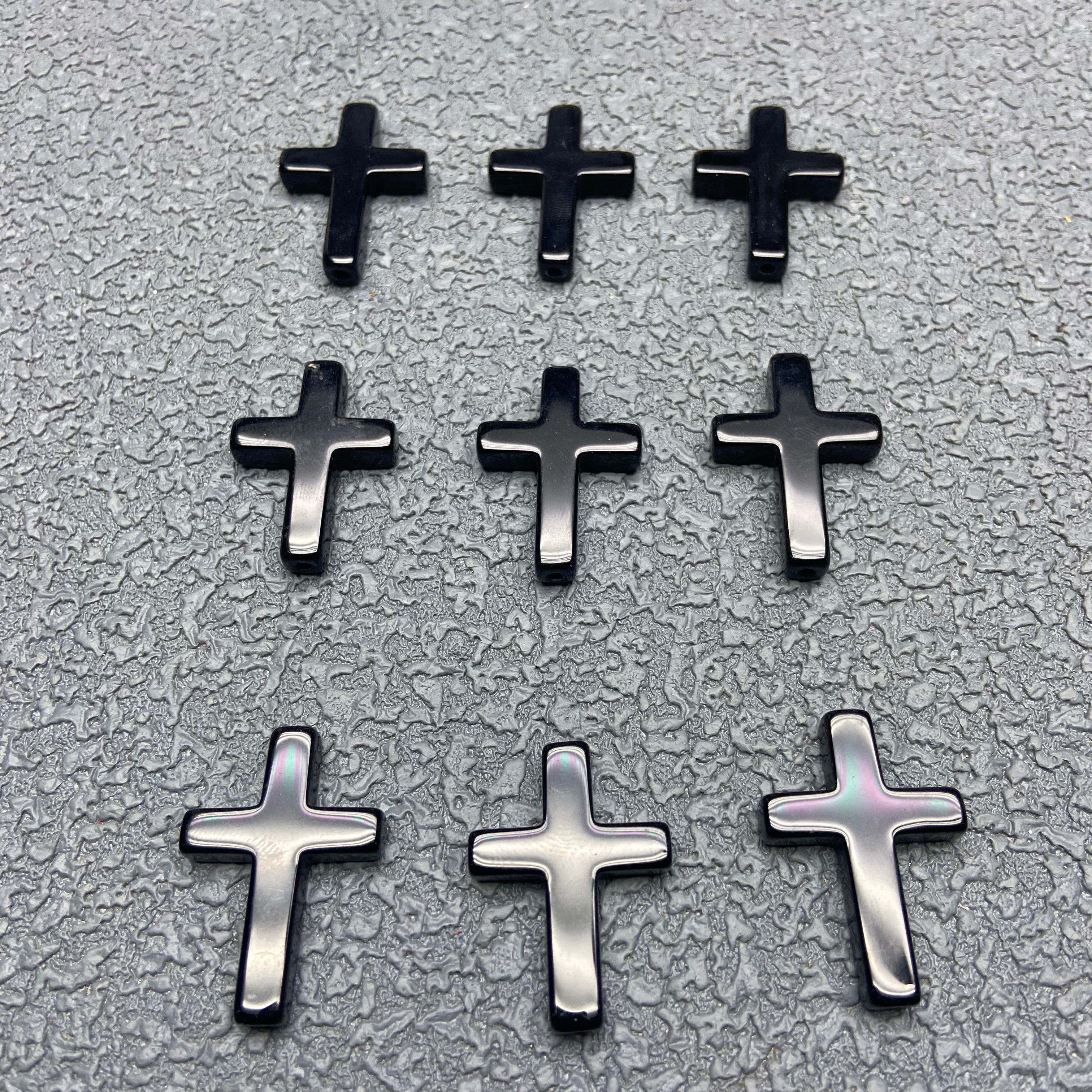 Black Onyx Cross Bracelet Charm | Red & Black Onyx Inlaid Cross – A Portable Emblem of Faith and Strength
