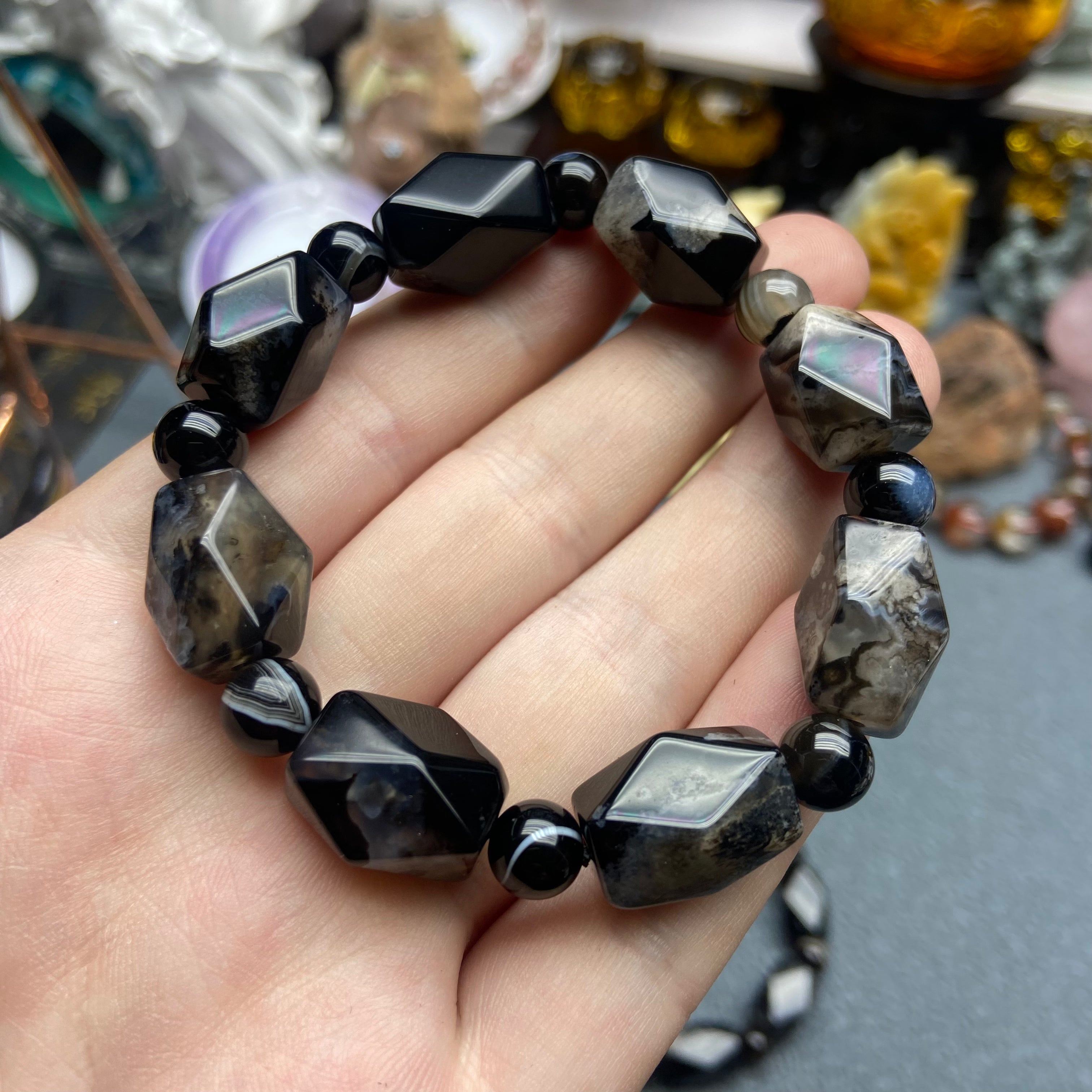 Black Cherry Blossom Agate Freeform · Converging Charm