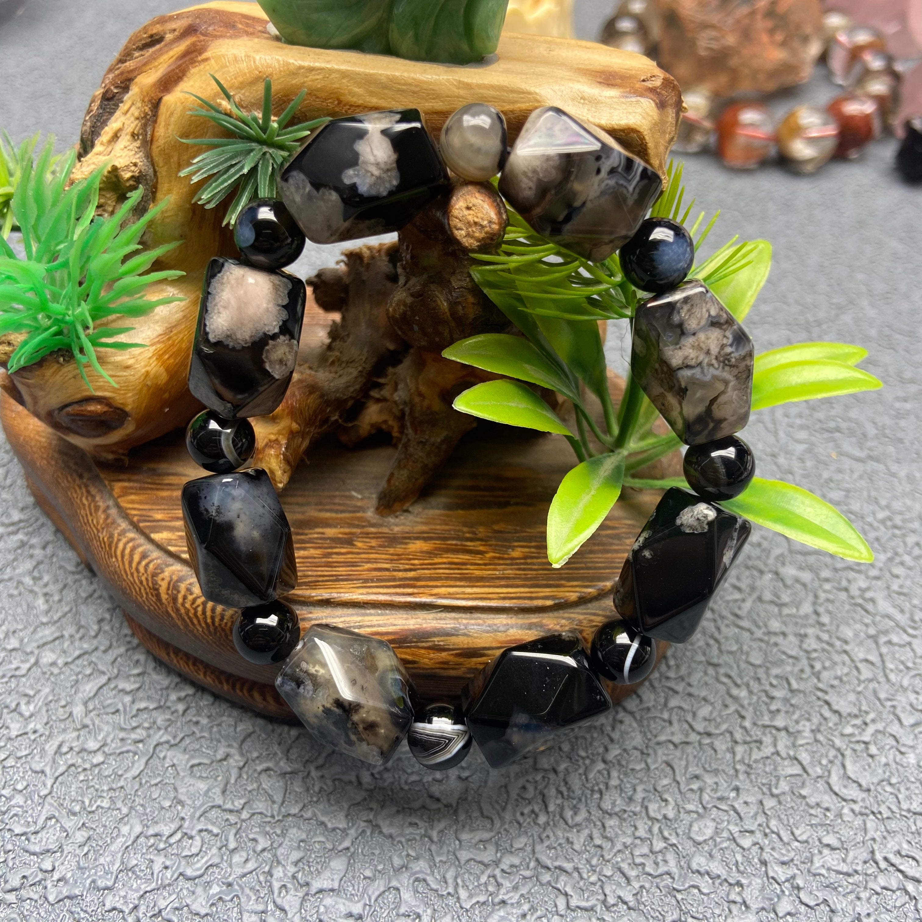 Black Cherry Blossom Agate Freeform · Converging Charm