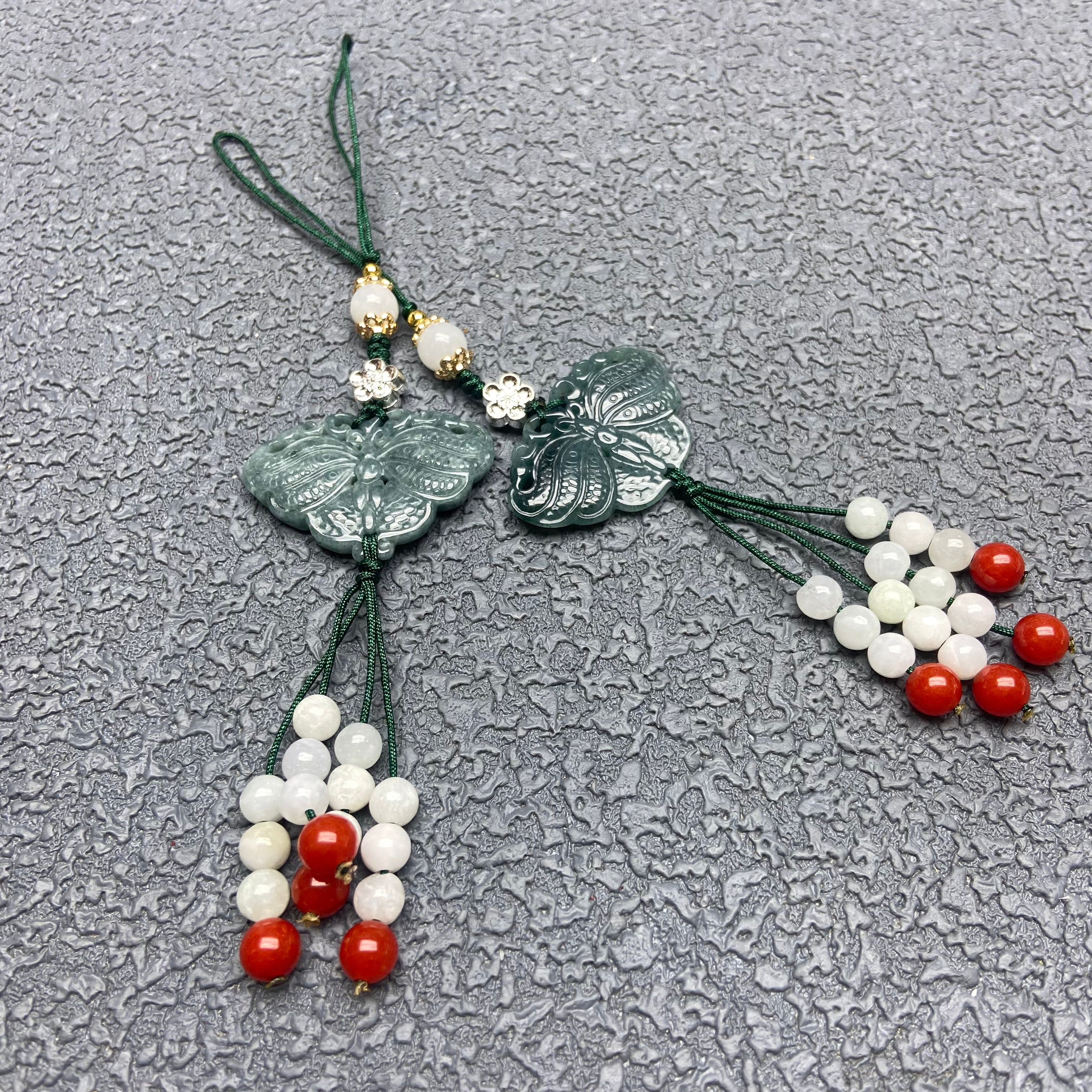 Burmese Jadeite Butterfly Phone Charm – Grace on Your Wrist, Blessings in Every Glance