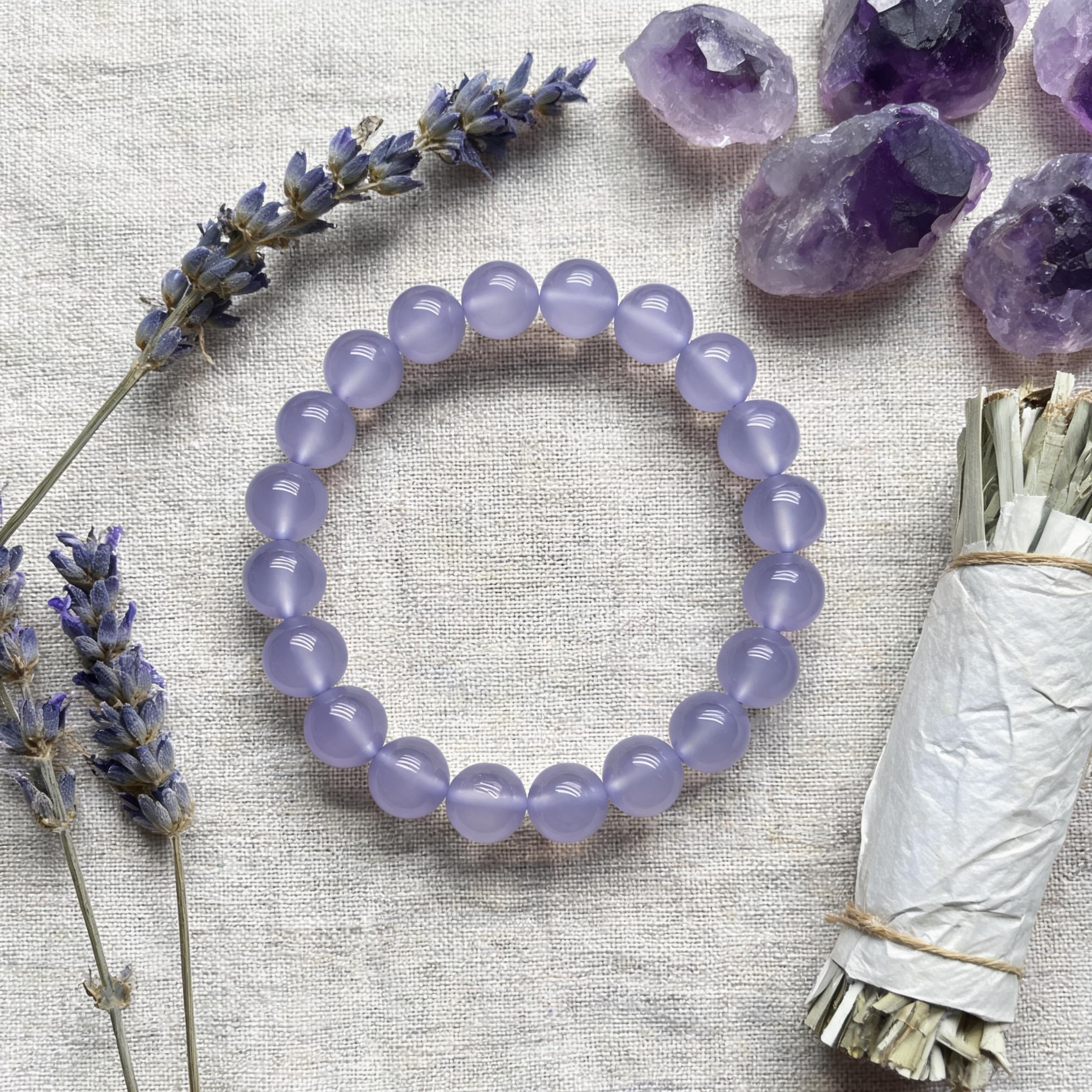 Natural Purple Agate 8mm Round Bead Bracelet Smooth Polished Healing Gemstone Jewelry For Women