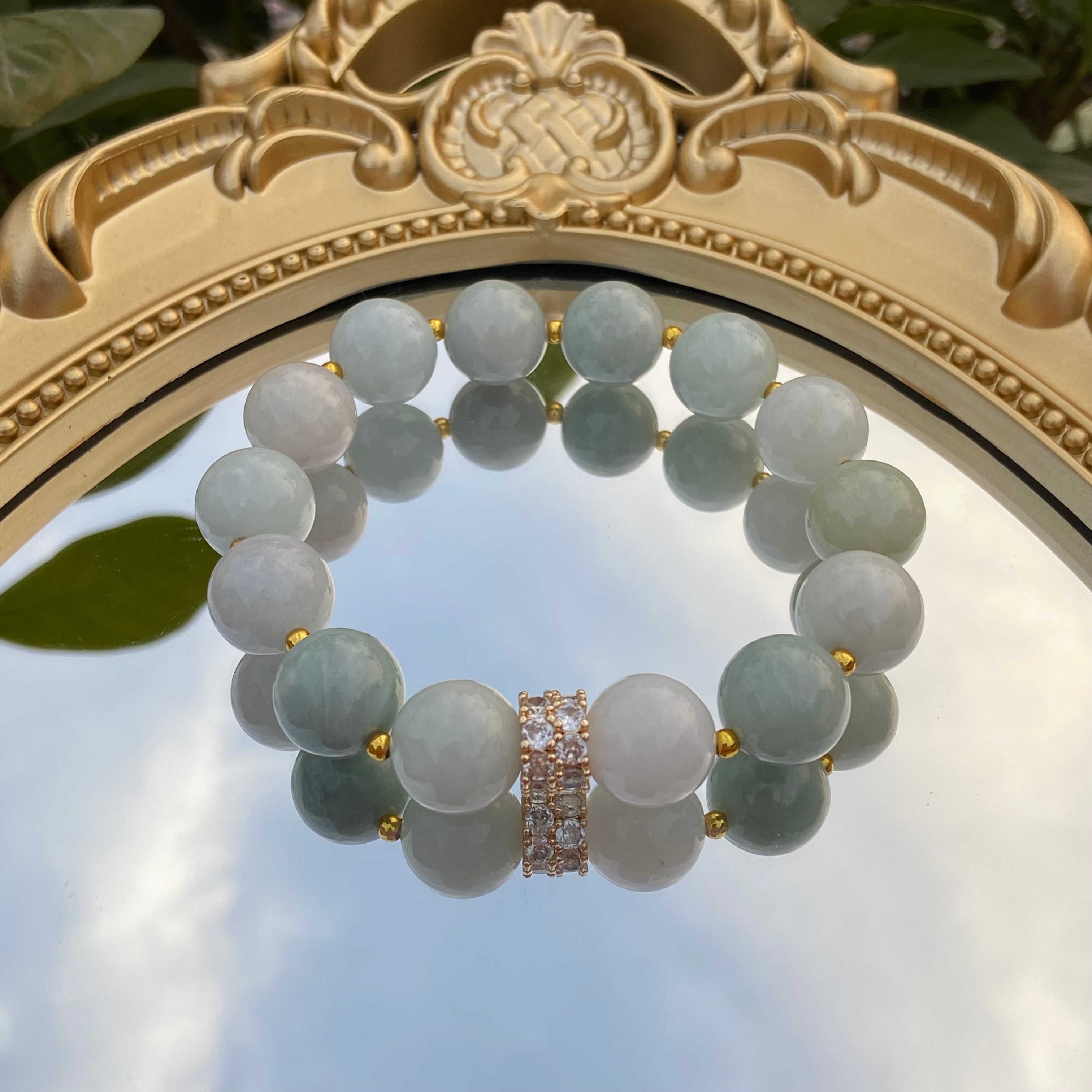 13mm Large Bead Natural Grade A Burmese Jade Bracelet - Original Handmade Design