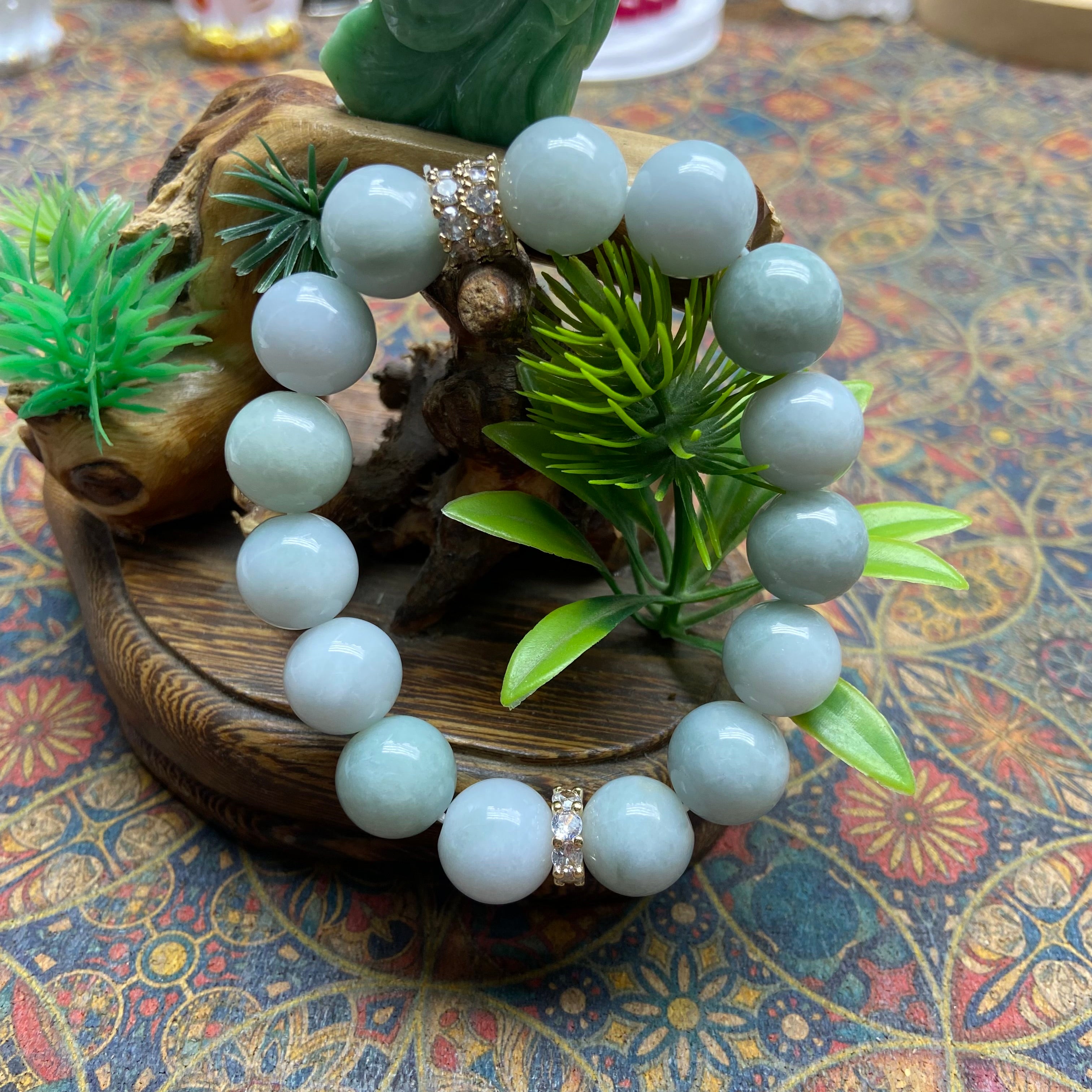 Large Bead Natural Grade A Burmese Jade Bracelet | Attract Wealth & Blessings