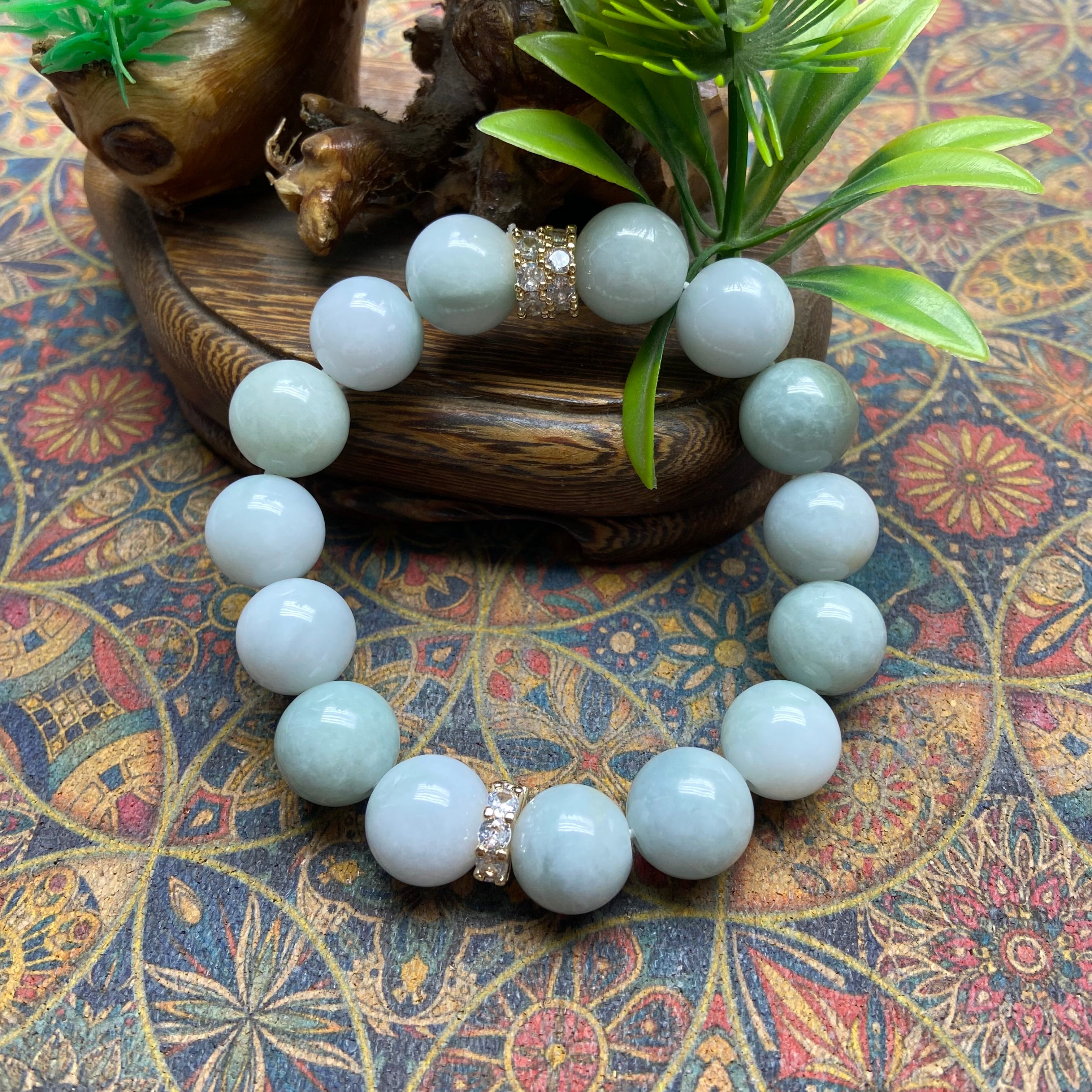 Large Bead Natural Grade A Burmese Jade Bracelet | Attract Wealth & Blessings