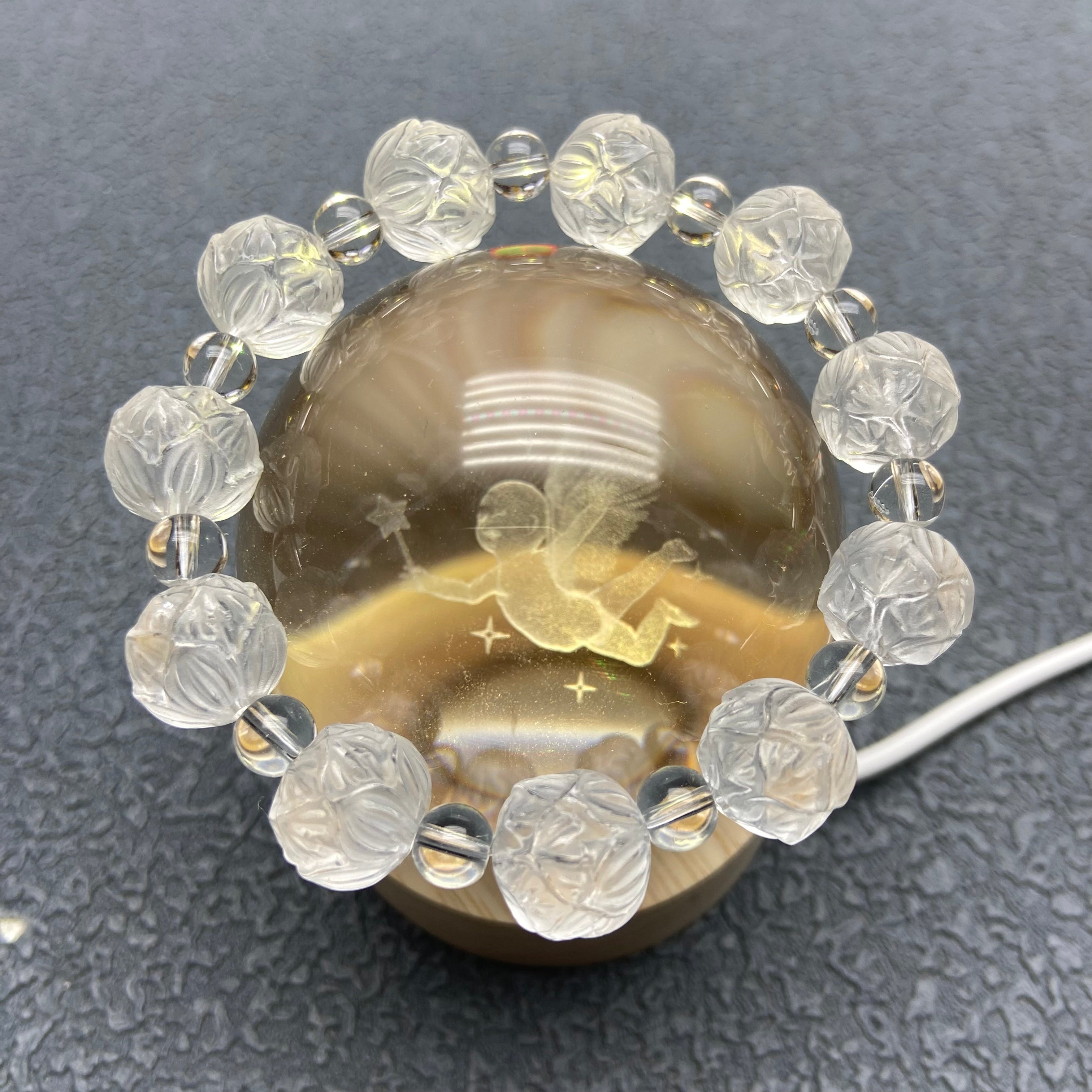 Natural White Crystal Lotus Beads, Hand-Strung at the World's Most Famous God of Wealth Temple, Symbolizing Good Fortune, Exquisite Craftsmanship, Stunning Design