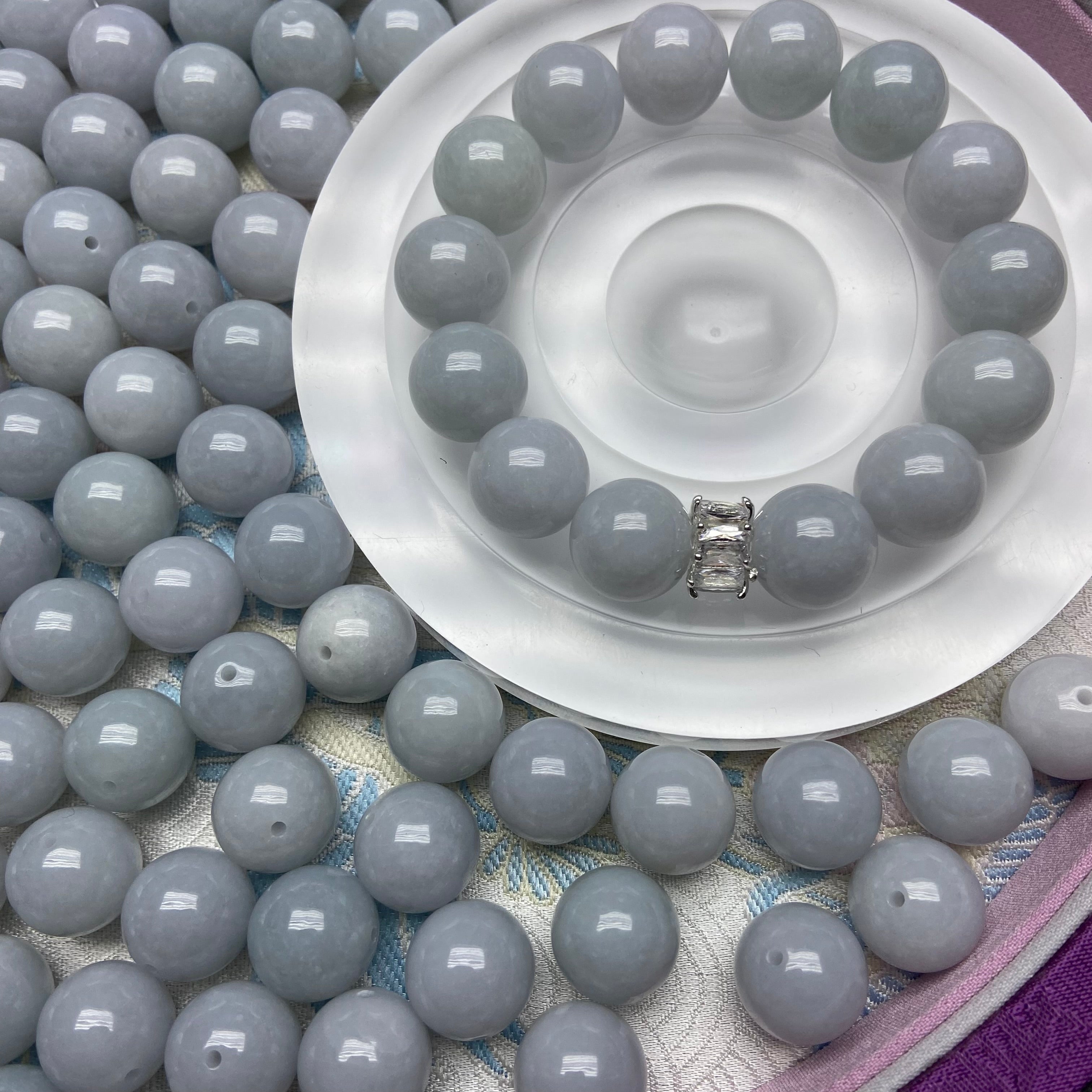 13mm Natural Myanmar Purple Jade Bead Bracelet - Premium Imperial Violet Jade Jewelry for Women Men