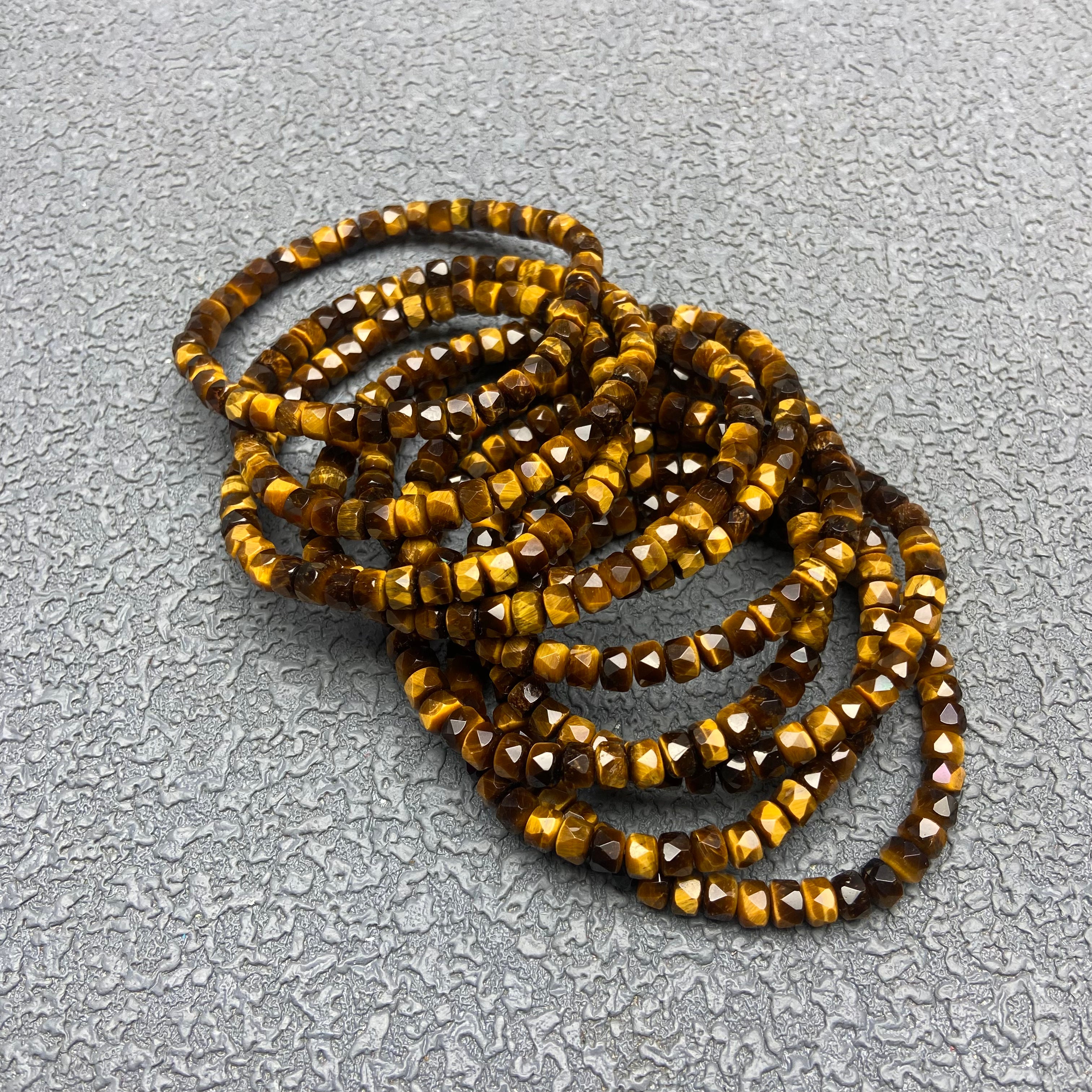 Tiger Eye Bracelet with Diamond-Cut Facets | Natural Gemstone | Strength & Confidence | Unisex