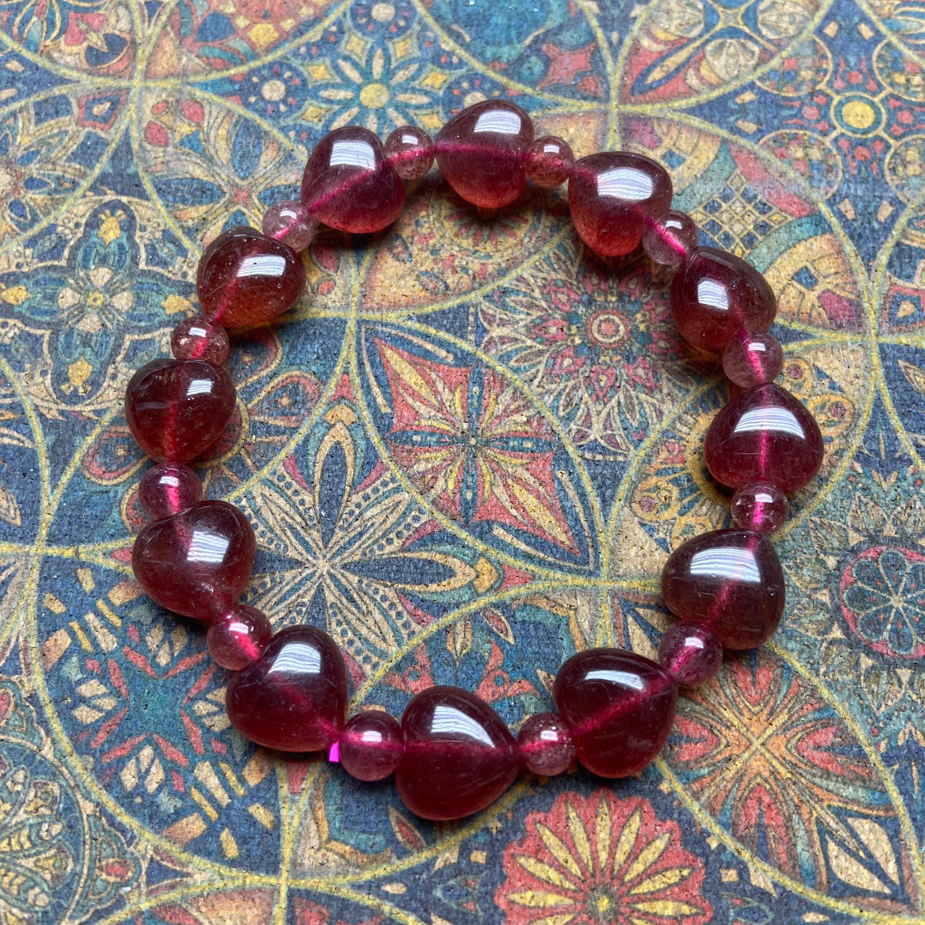 Strawberry Quartz Heart Bracelet: Attract Love & Boost Your Romantic Charm