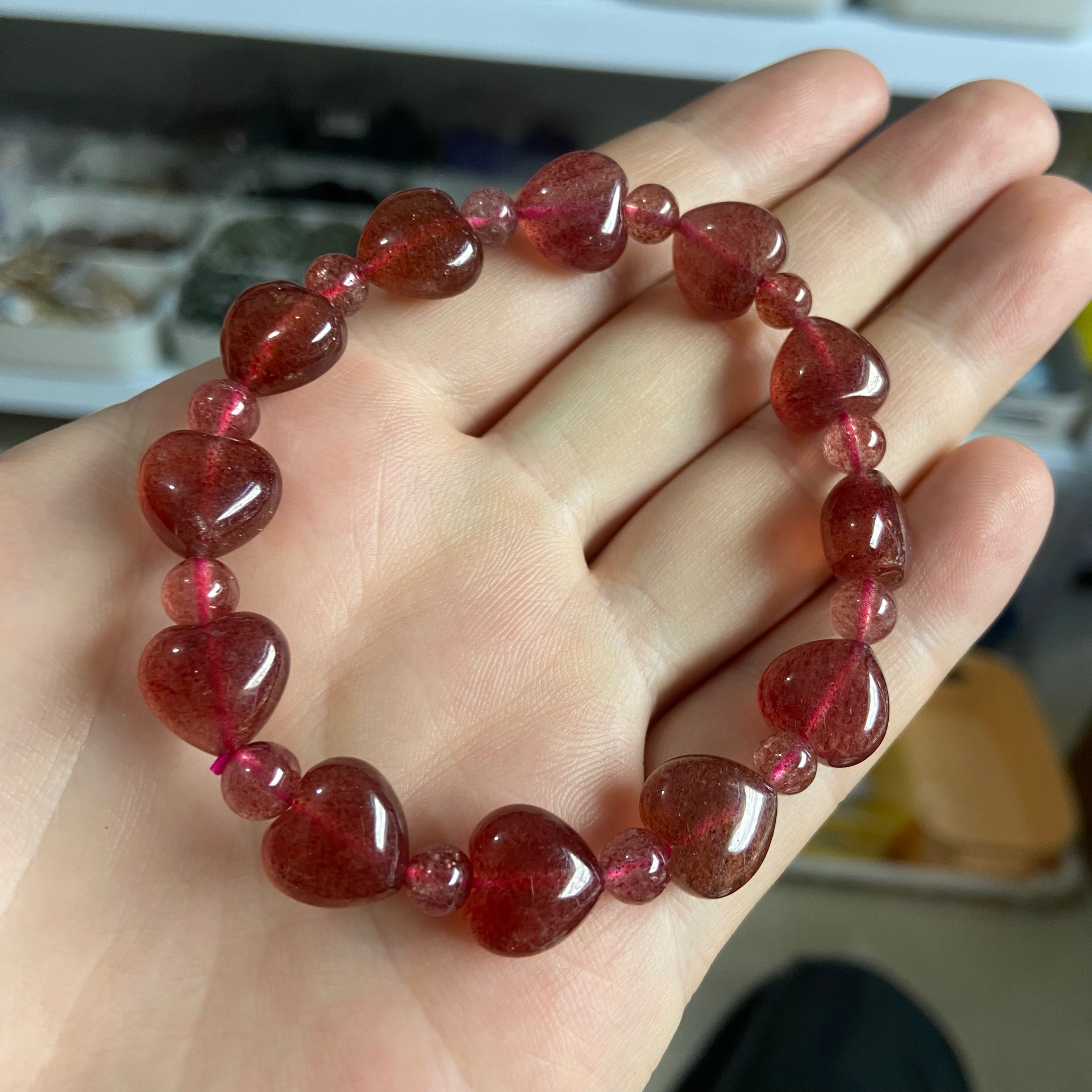 Strawberry Quartz Heart Bracelet: Attract Love & Boost Your Romantic Charm