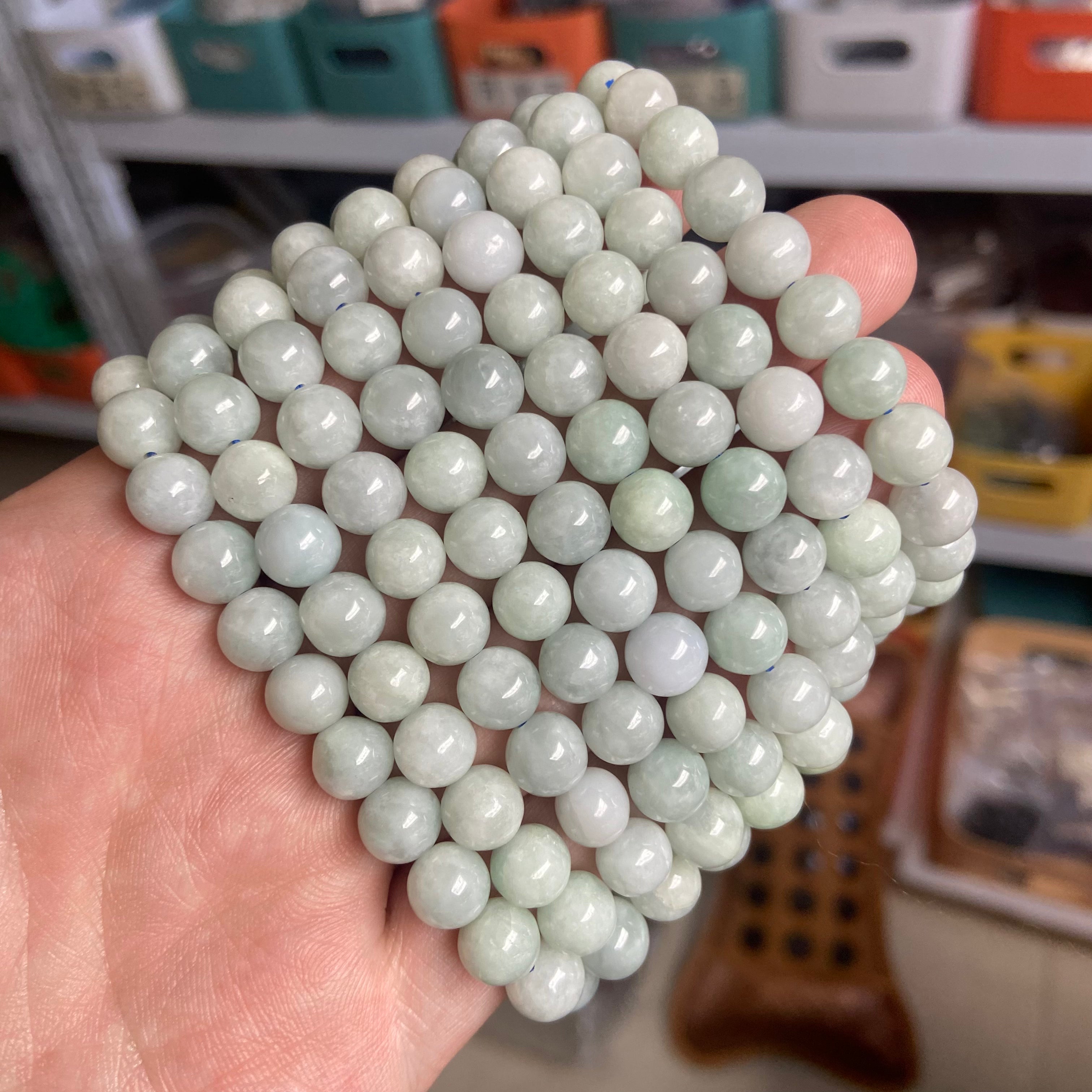 Genuine Burma Jade 8mm Bracelet - Round Natural Jadeite Beads