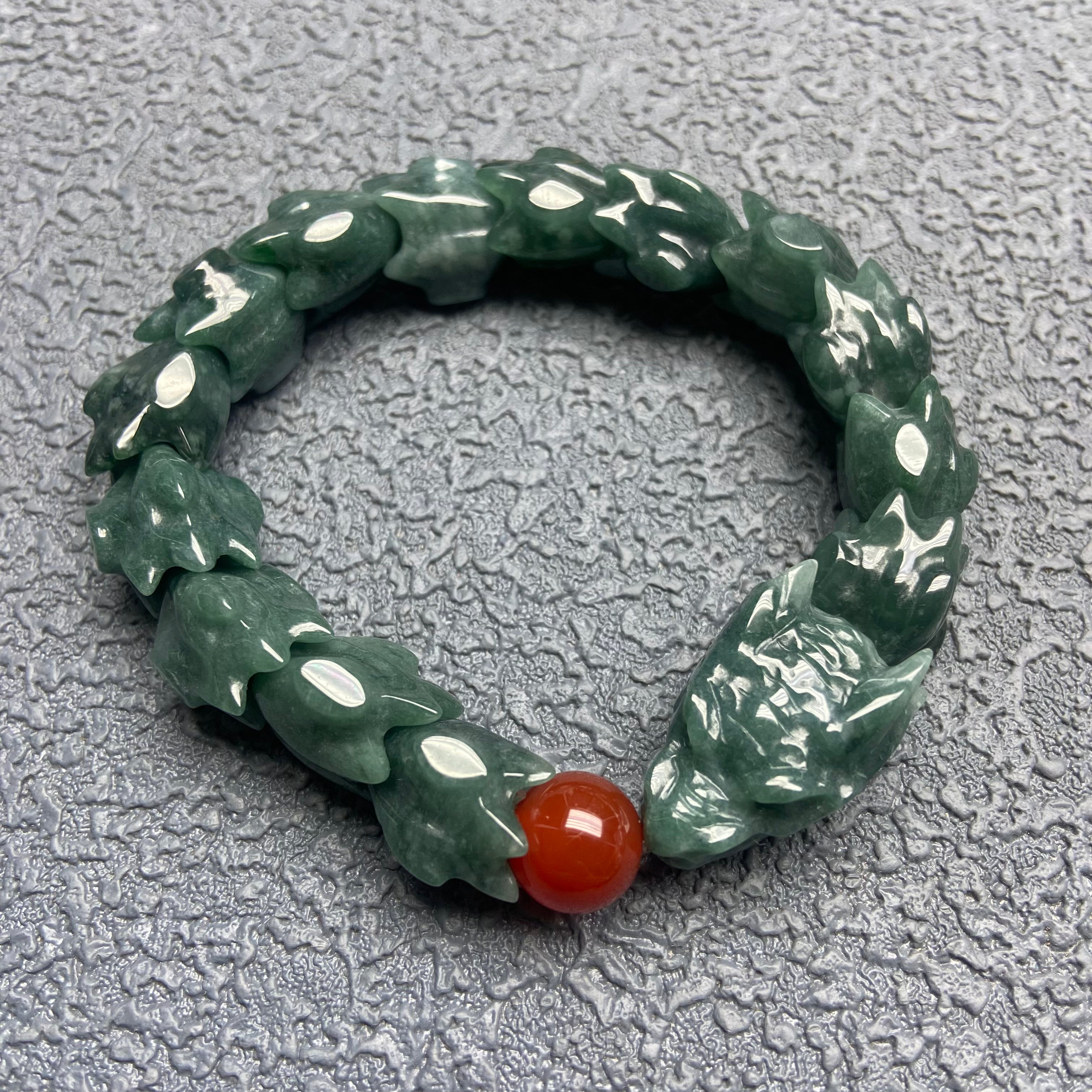 Blue Water Jadeite Dragon Bone Bracelet - Natural Myanmar Gemstone