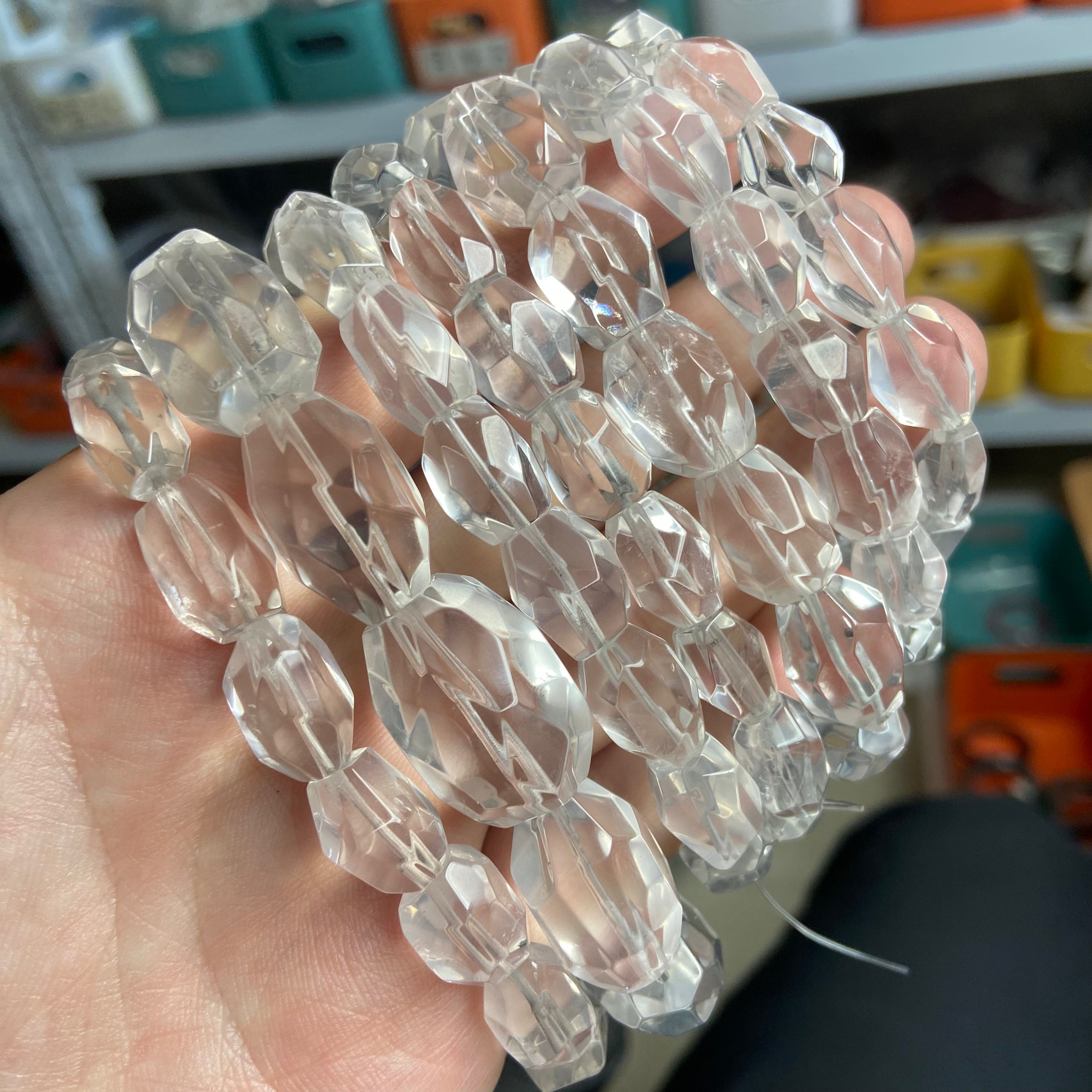 Natural Clear Quartz Free-Form Beaded Bracelet | Handmade Irregular Gemstone Jewelry for Daily Wear