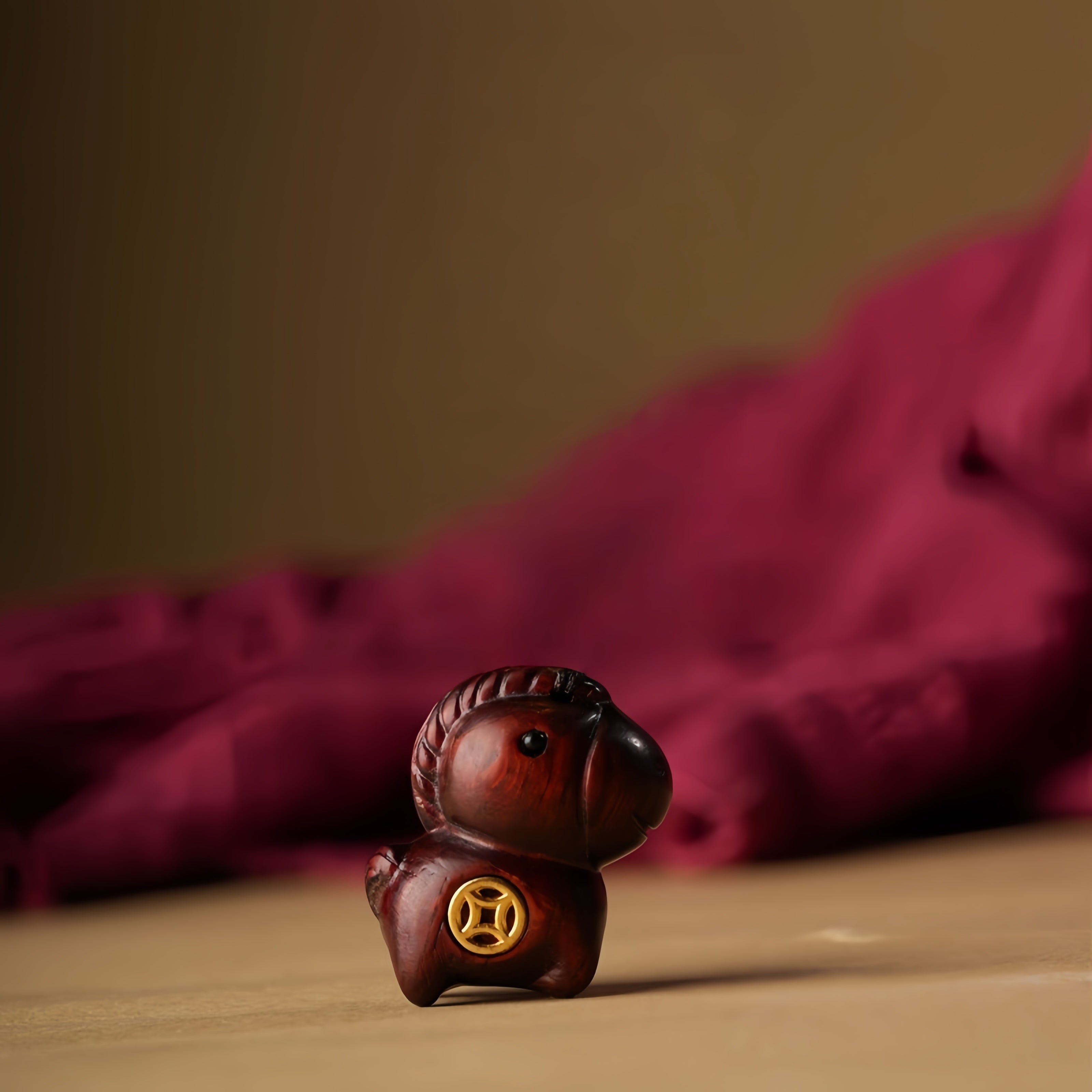 Handcarved Sandalwood Horse Keychain | Natural Wooden Keyring for Protection, Courage & Travel Blessings