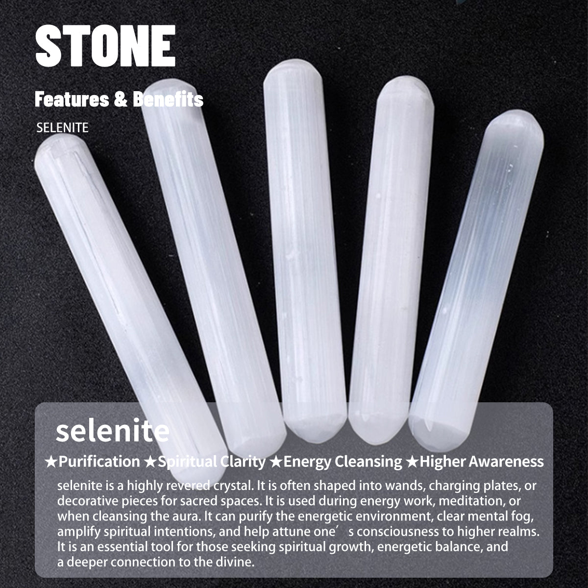 Selenite Rods Set - Cylinder, Double-Pointed & Threaded | Bracelet Stand & Home Decor