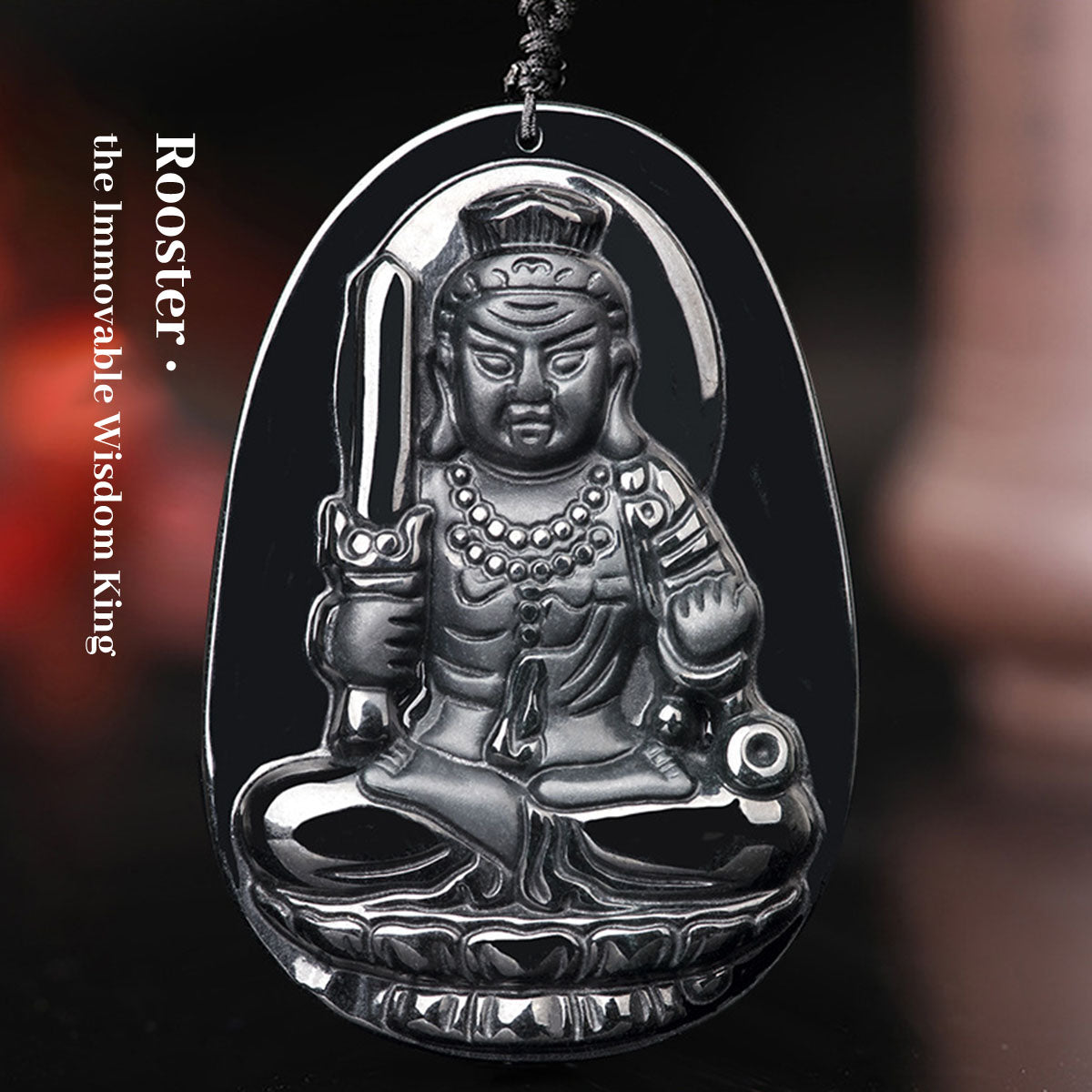 Natural Black Jade Eight Great Guardian Gods Pendant - Authentic Feng Shui Amulet for Protection & Blessing