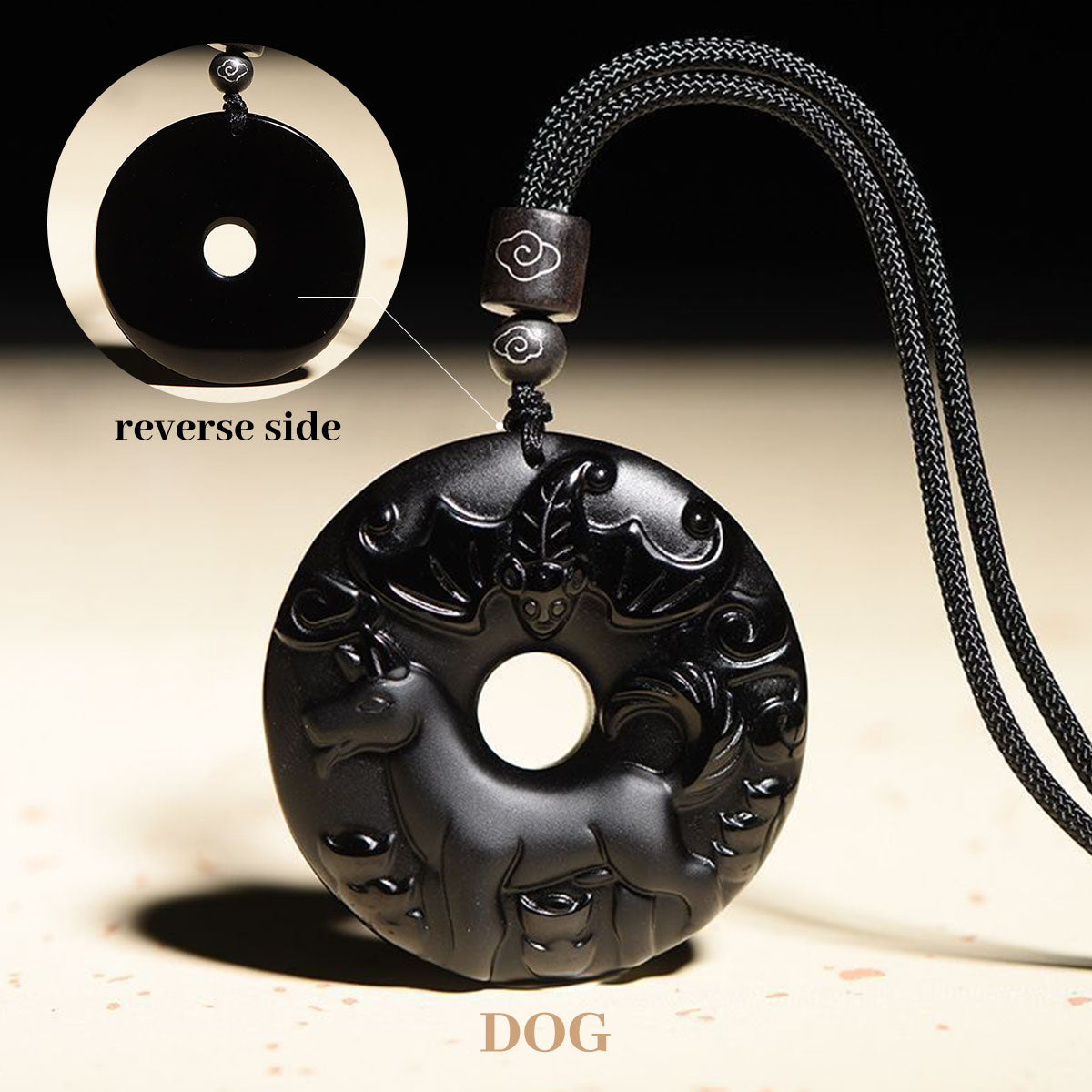 Obsidian Chinese Zodiac Peace Buckle Pendant - Unisex Style, Suitable for People Born in the Year of the Snake (Benmingnian) Necklace Pendant
