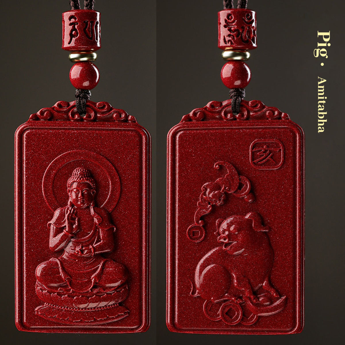 Zodiac Animal Pendants - Cinnabar Stone | 12 Chinese Zodiac Symbol Jewelry