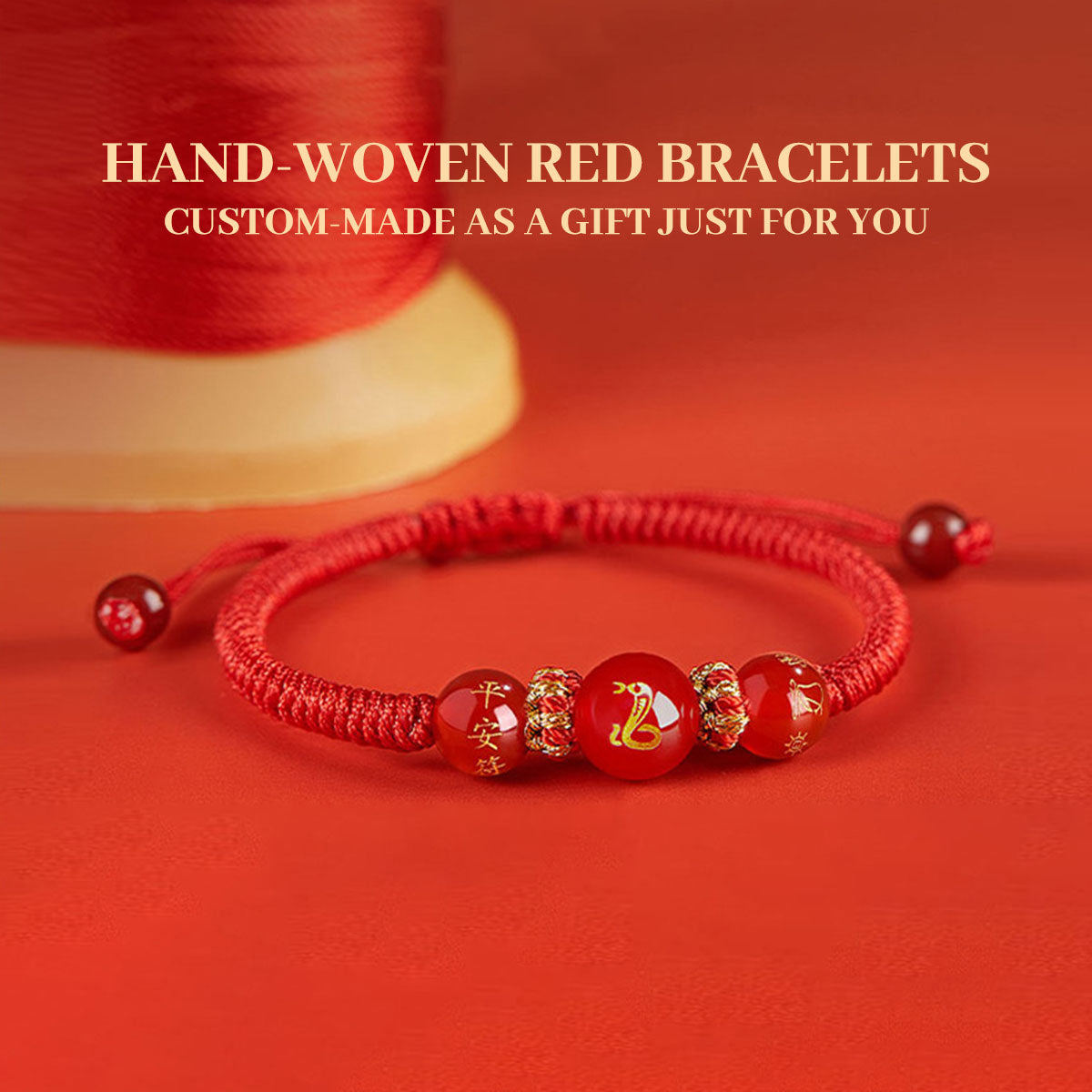 Chinese Zodiac Red Agate & Red String Bracelet - Lucky Amulet for Protection & Personal Blessing