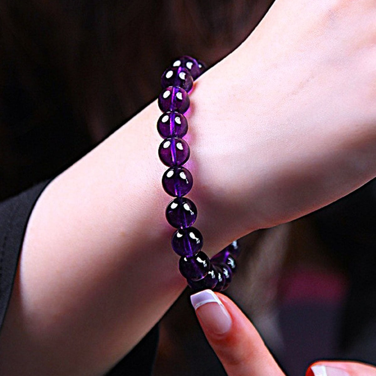 Natural Amethyst Bracelet for Women - Genuine Crystal Jewelry with Healing Energy, Dainty Design for Daily Wear