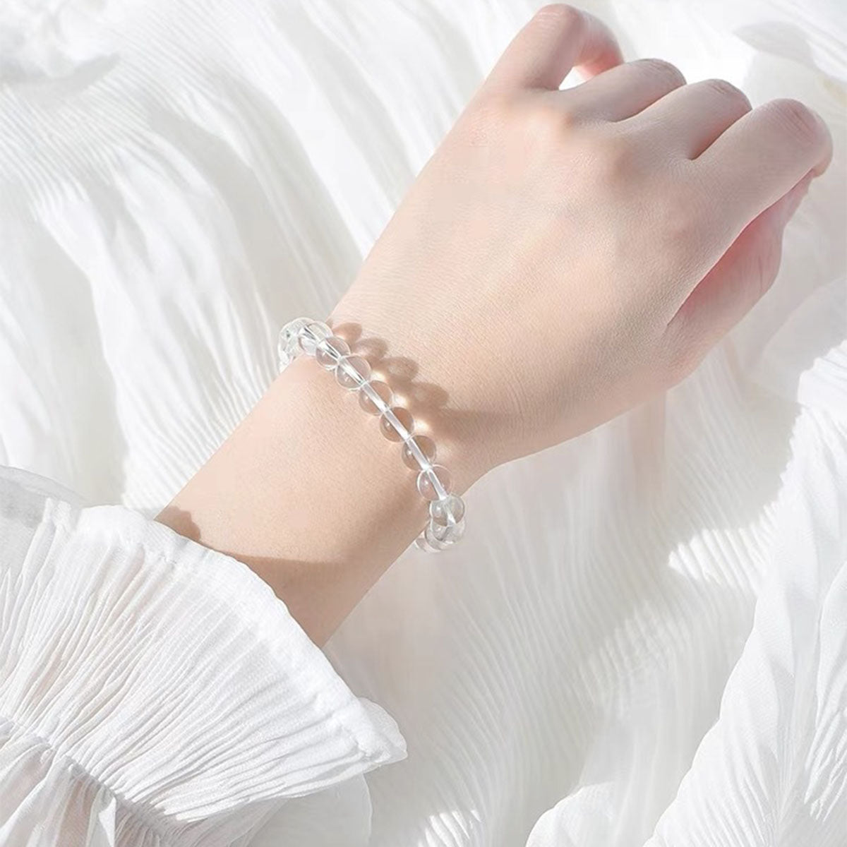 Natural Clear Quartz Bracelet - Genuine White Crystal Jewelry for Daily Wear, Promotes Clarity & Positive Energy