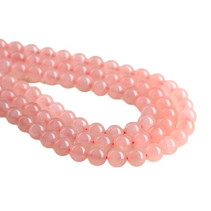 Rose Quartz Long Strand - Peach Pink