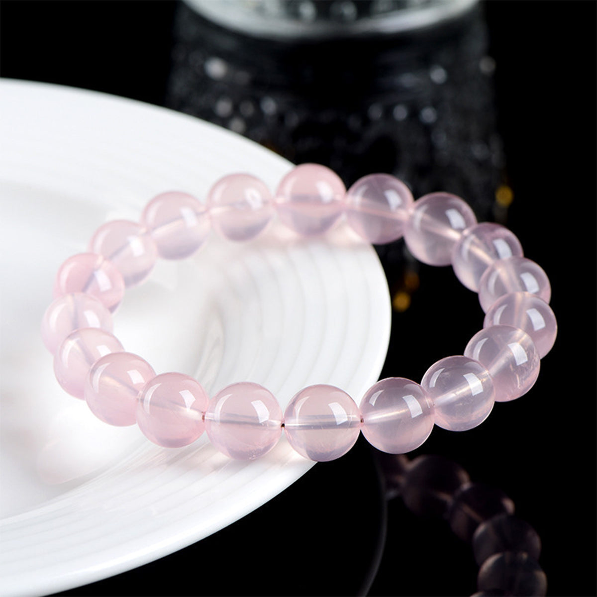 Natural Rose Quartz Bracelet - Handmade Beaded Rose Quartz Gemstone Bracelet for Women