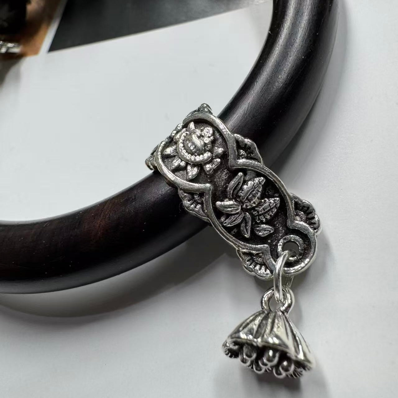 Sandalwood flower and butterfly bangle bracelet