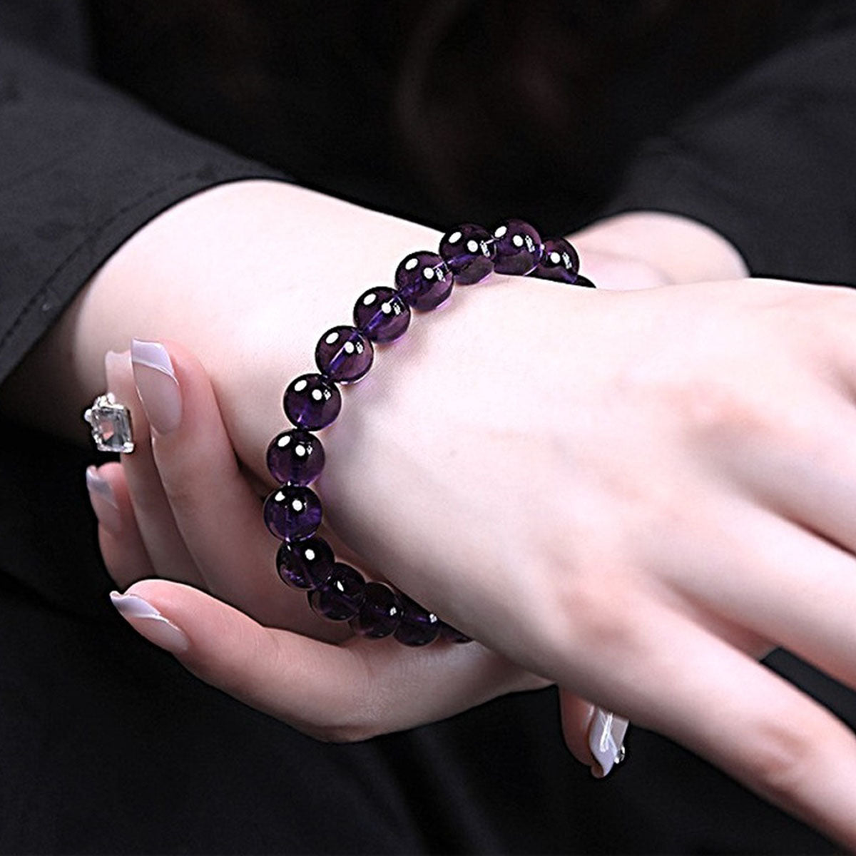 Natural Amethyst Bracelet for Women - Genuine Crystal Jewelry with Healing Energy, Dainty Design for Daily Wear