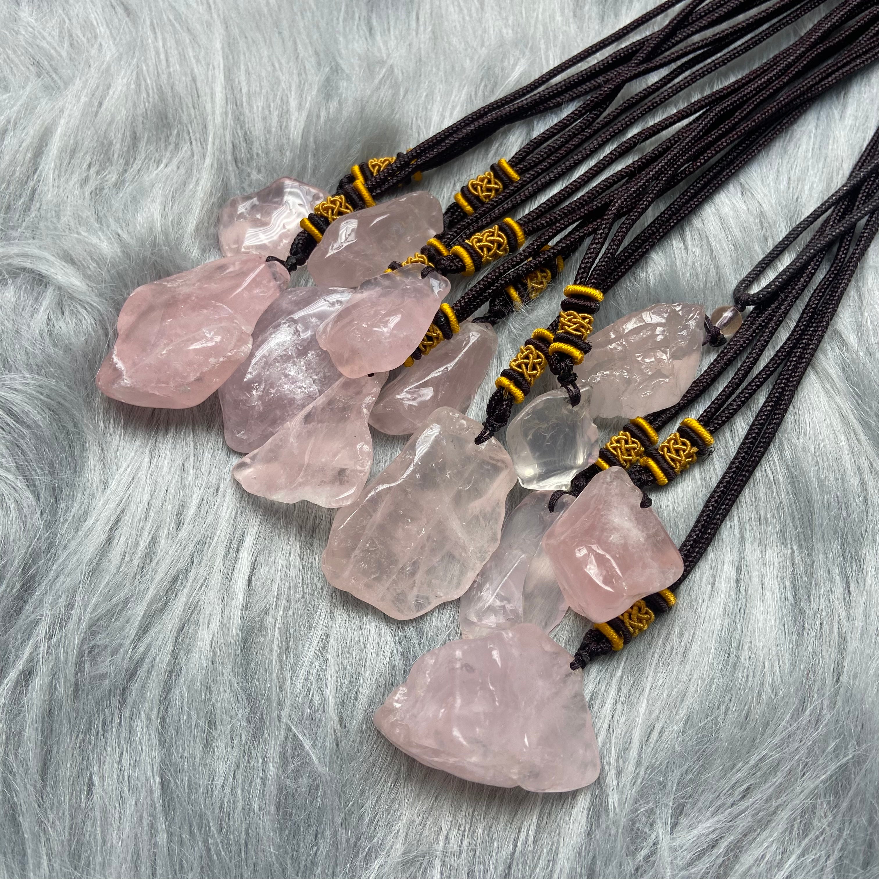 Natural Raw Rose Quartz & Citrine Pendant