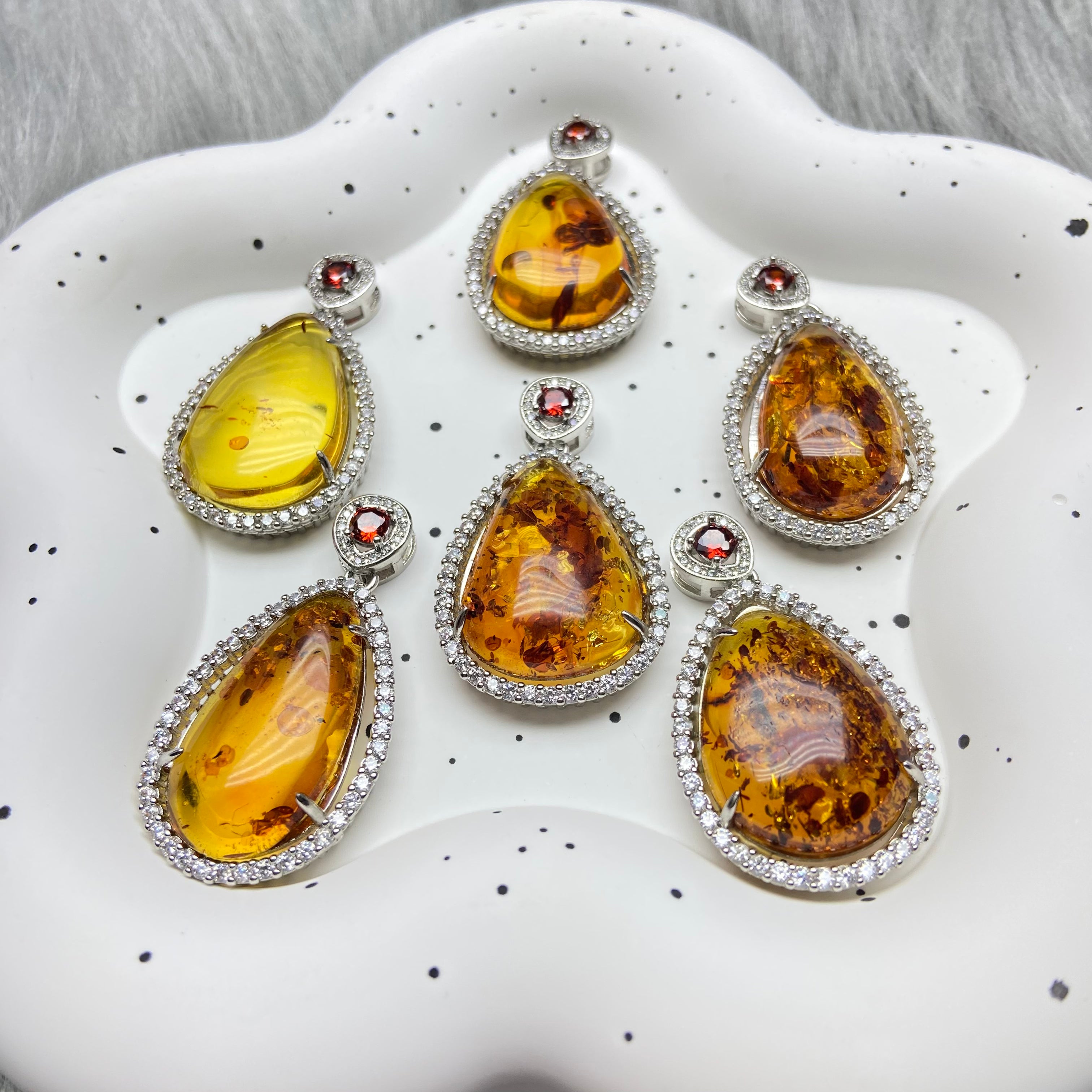 Natural Amber Water Drop Pendant