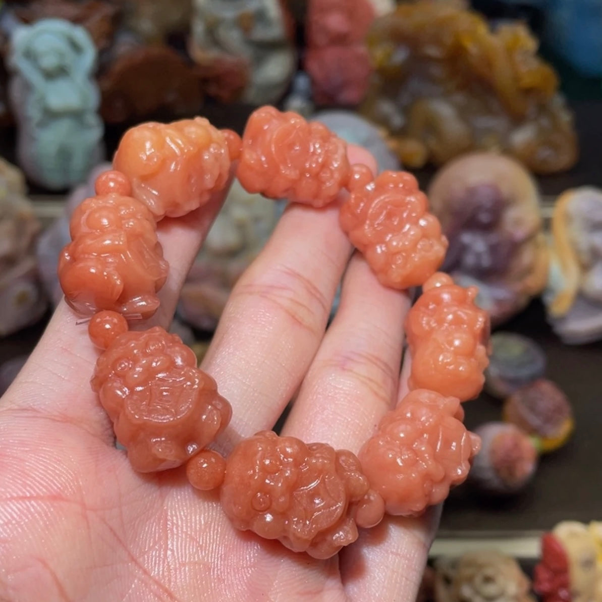 Colorfui a la shan agate carved bracelets
