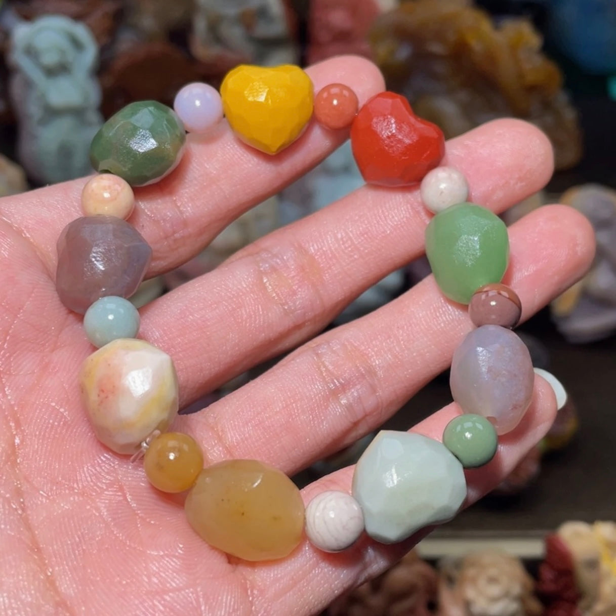 Colorfui a la shan agate carved bracelets