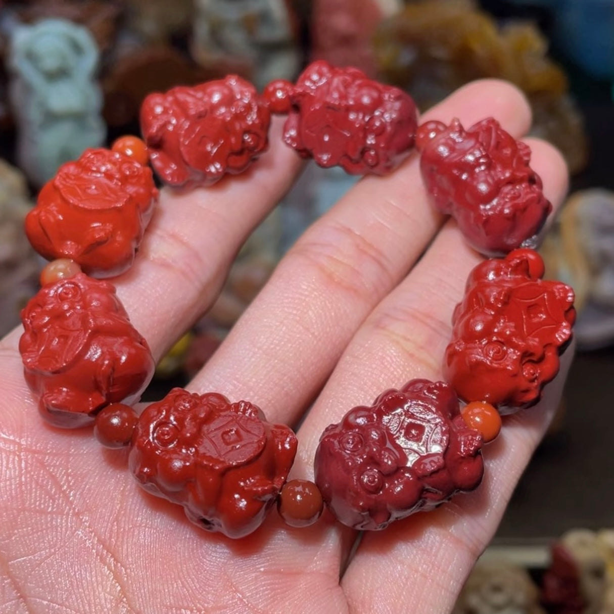 Colorfui a la shan agate carved bracelets