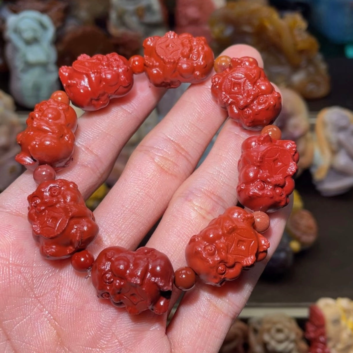 Colorfui a la shan agate carved bracelets
