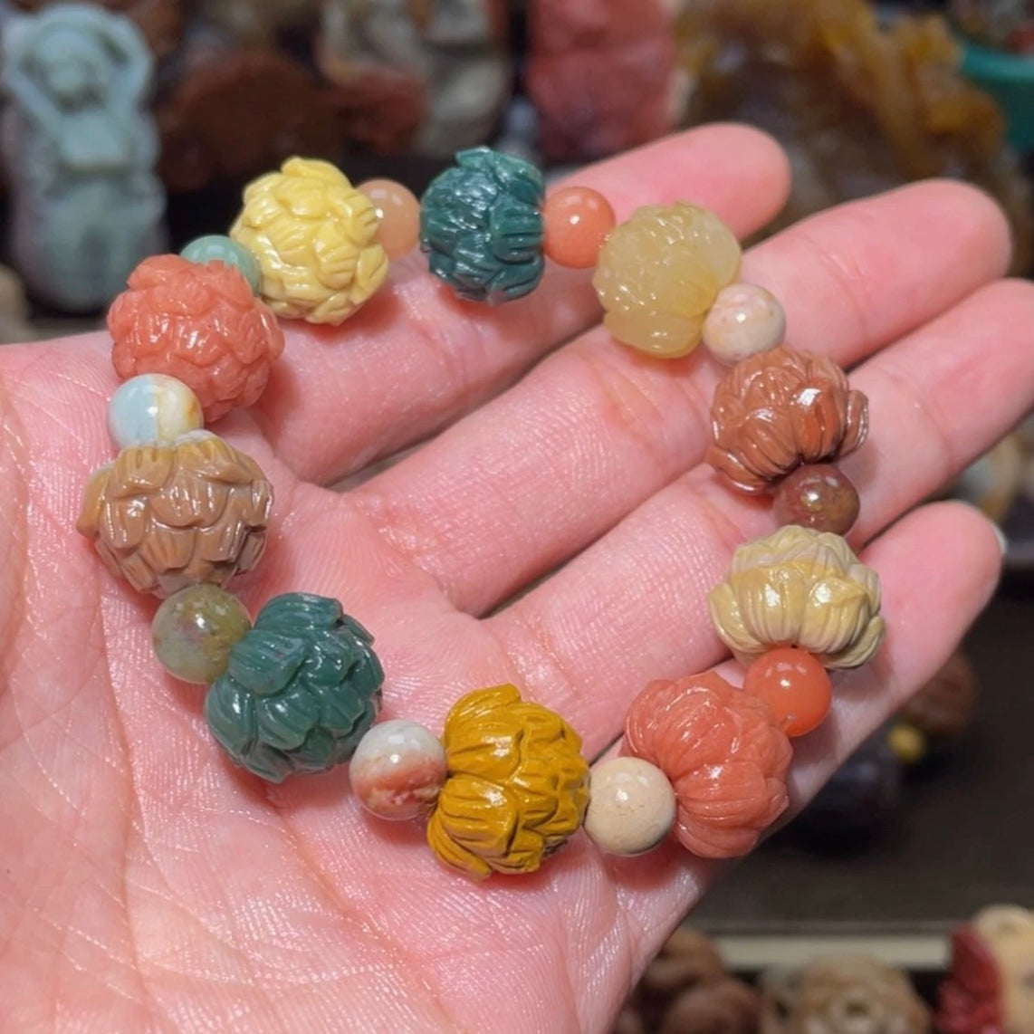 Colorfui a la shan agate carved bracelets