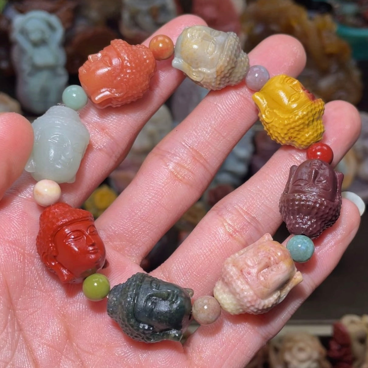 Colorfui a la shan agate carved bracelets
