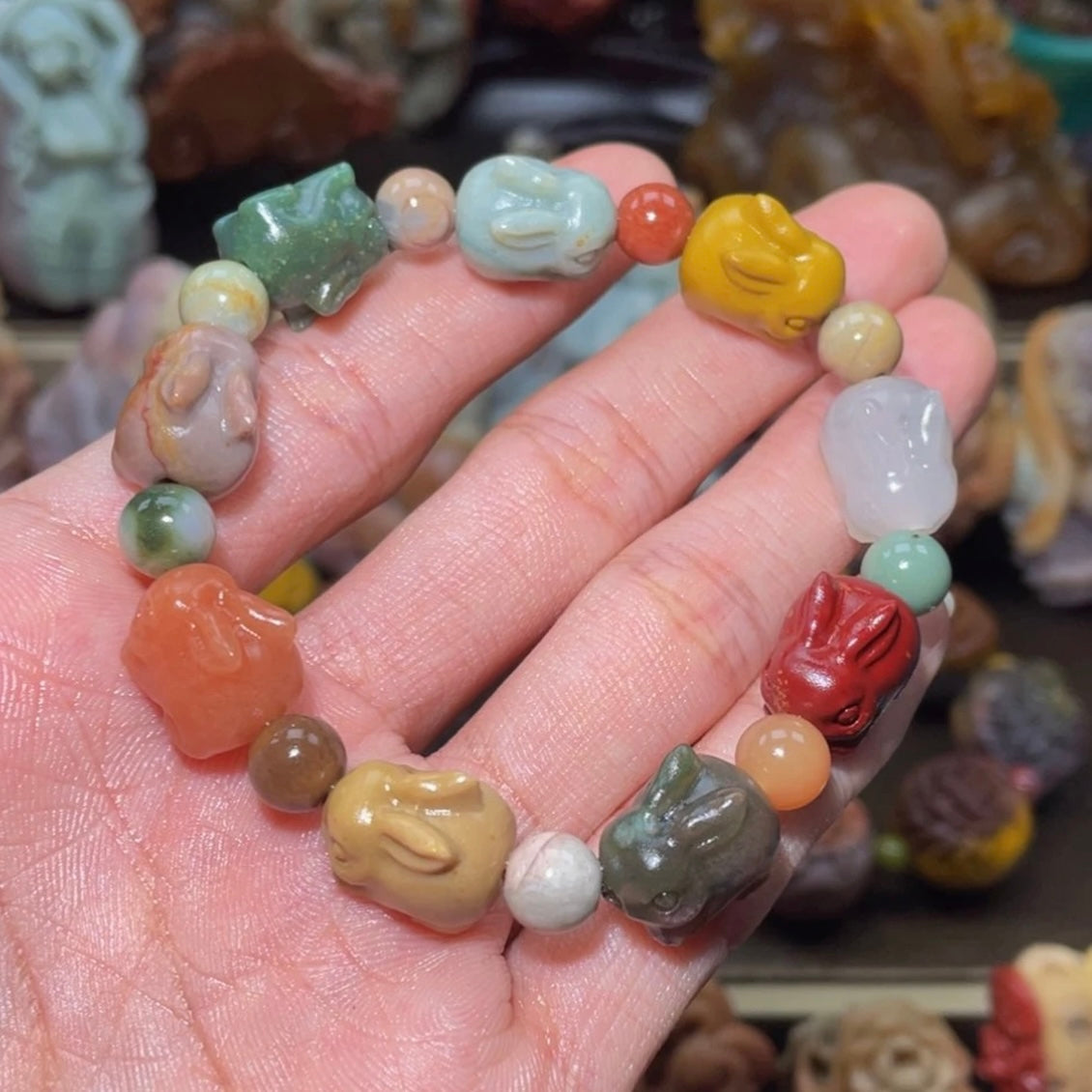Colorfui a la shan agate carved bracelets