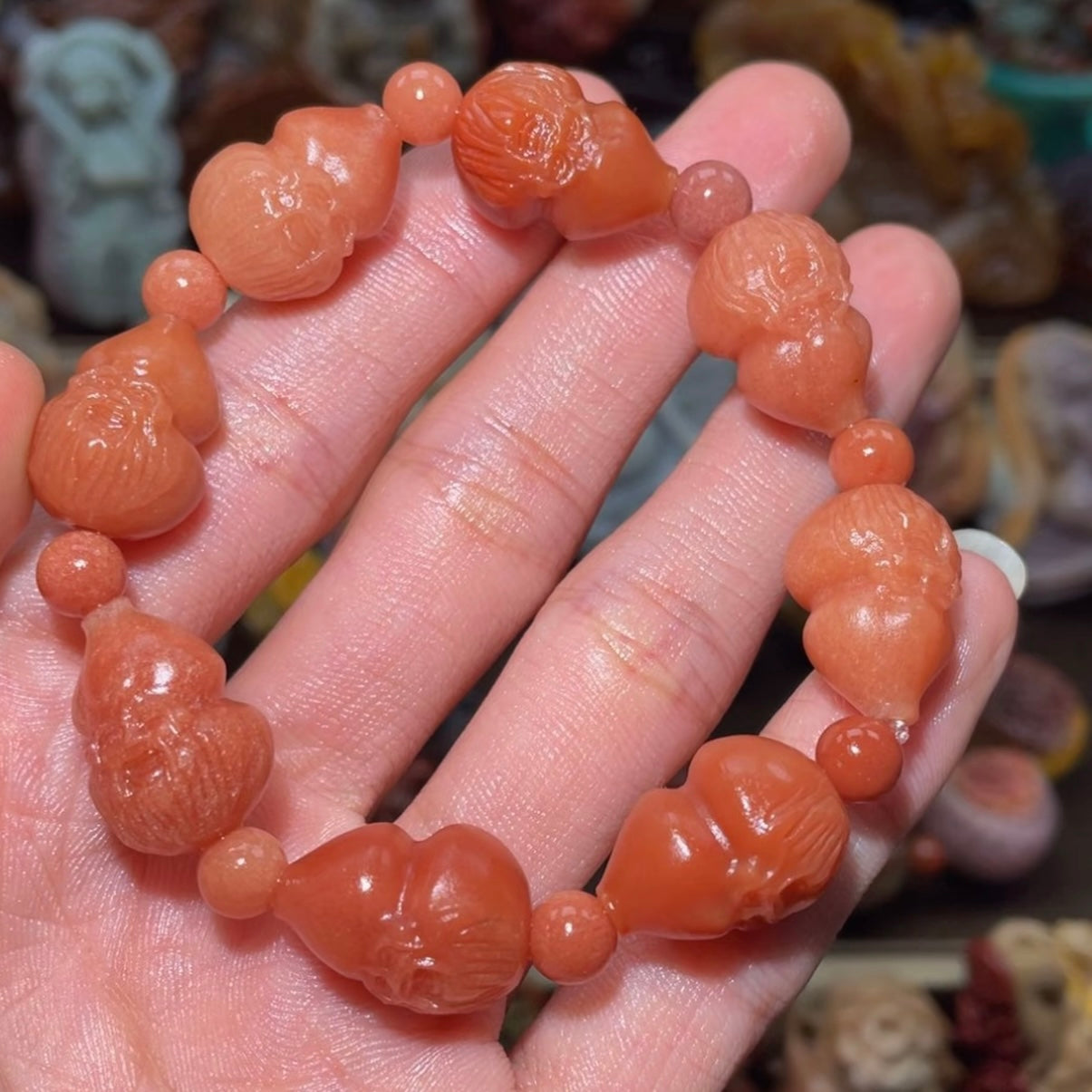 Colorfui a la shan agate carved bracelets