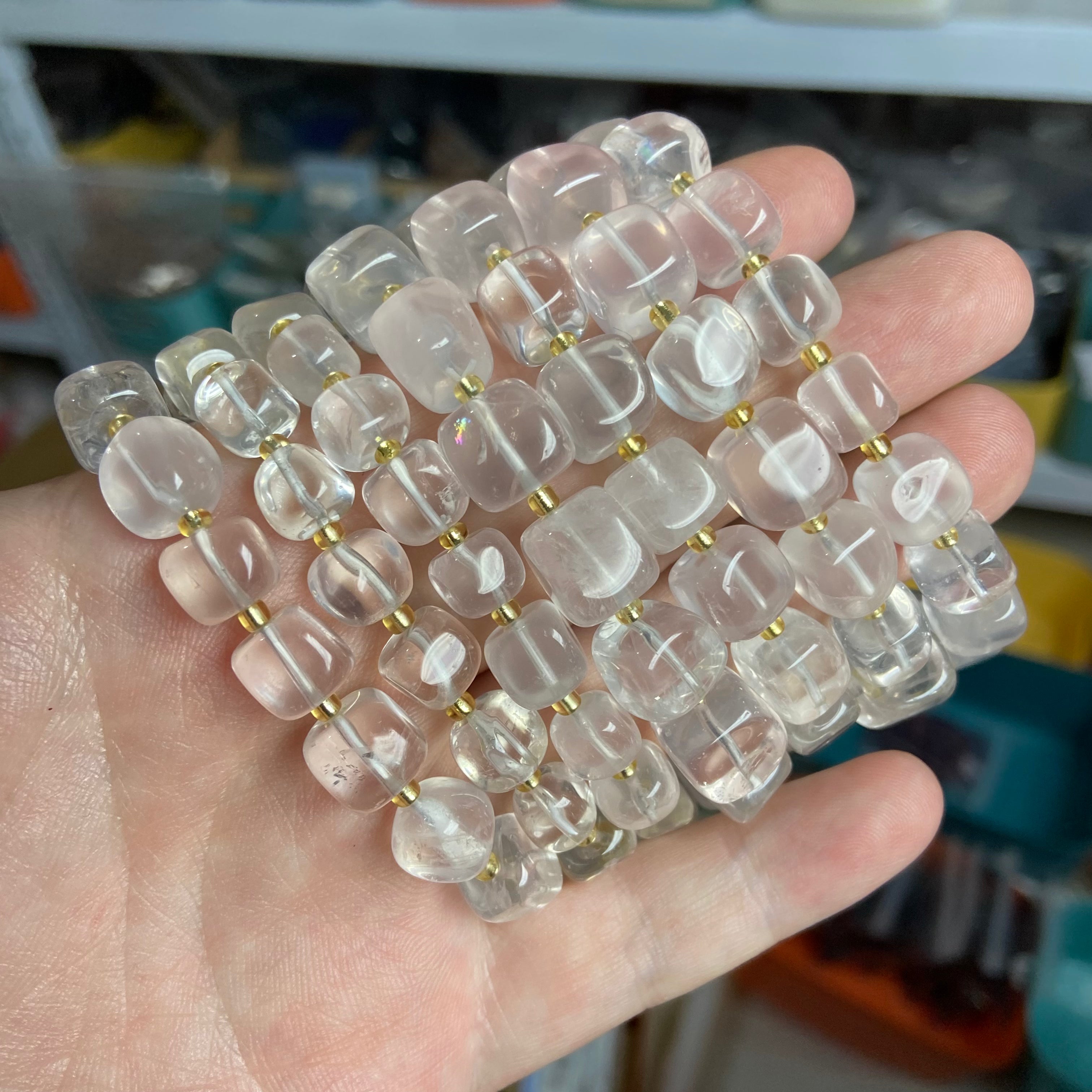 Natural Clear Quartz Cube Free-Form Bracelet - Handmade Minimalist Crystal Jewelry