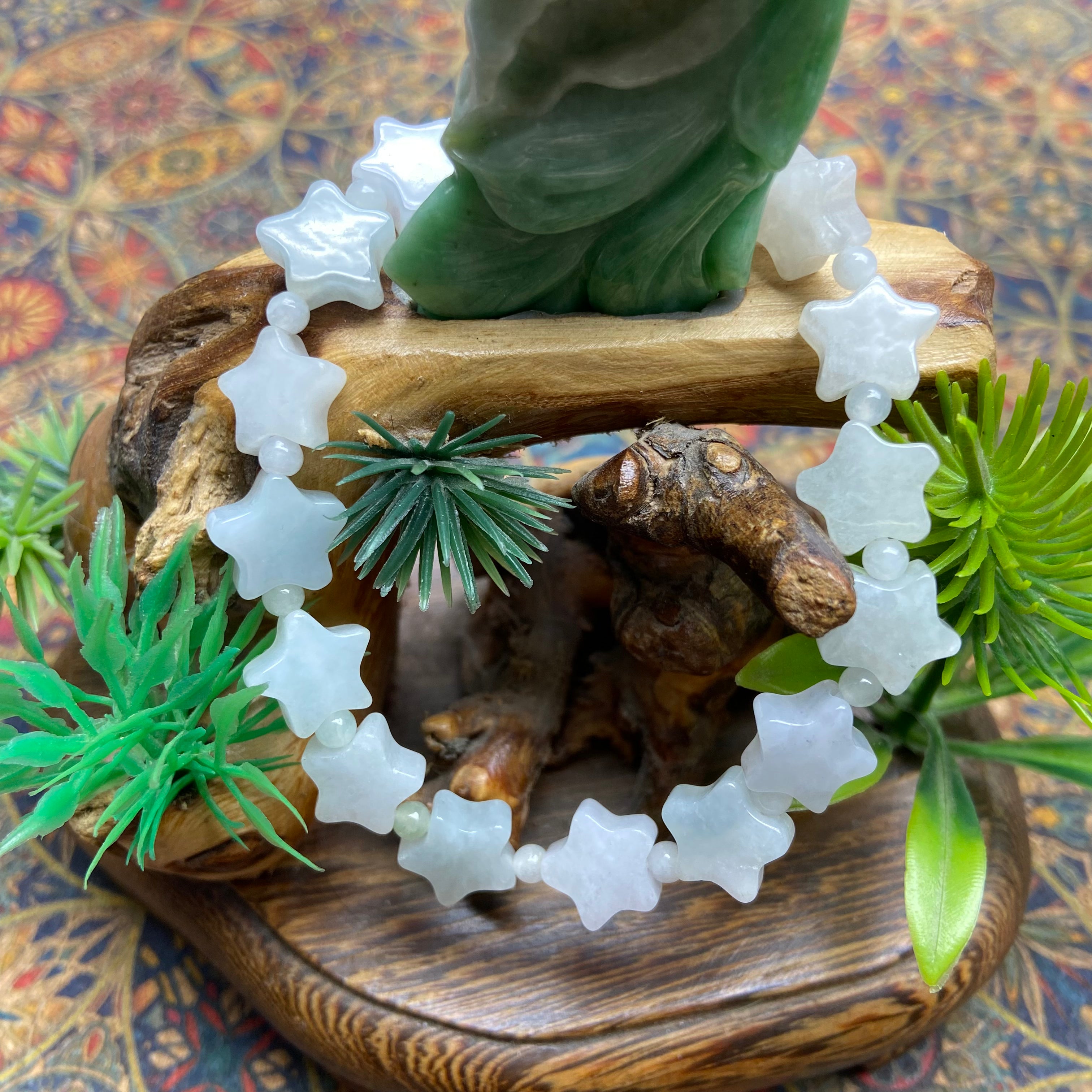 Natural Jade Star of David Bracelet - Handcrafted Gemstone Jewelry for Women