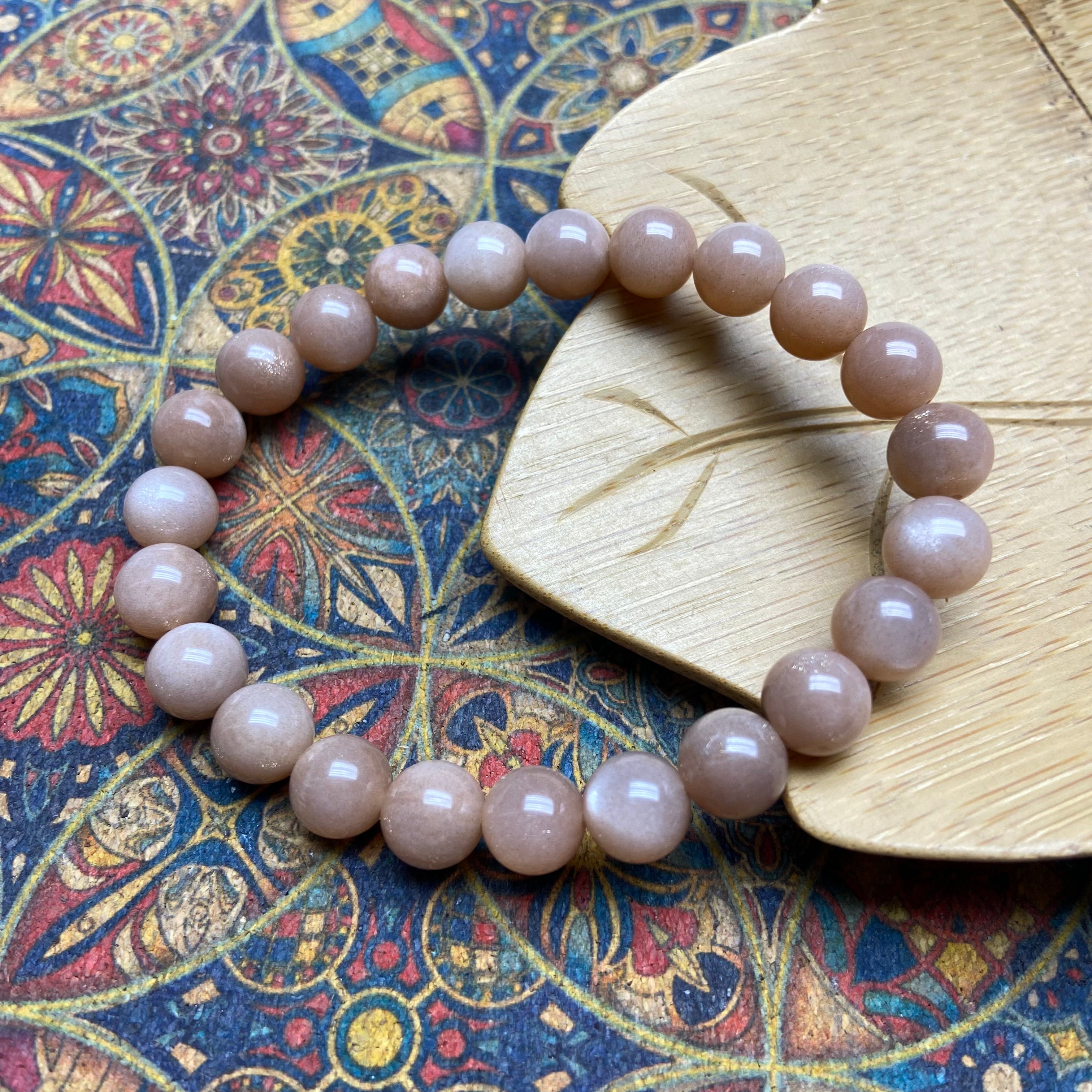 8mm Sunstone Round Bead Bracelet - Handcrafted Natural Gemstone Jewelry for Daily Wear