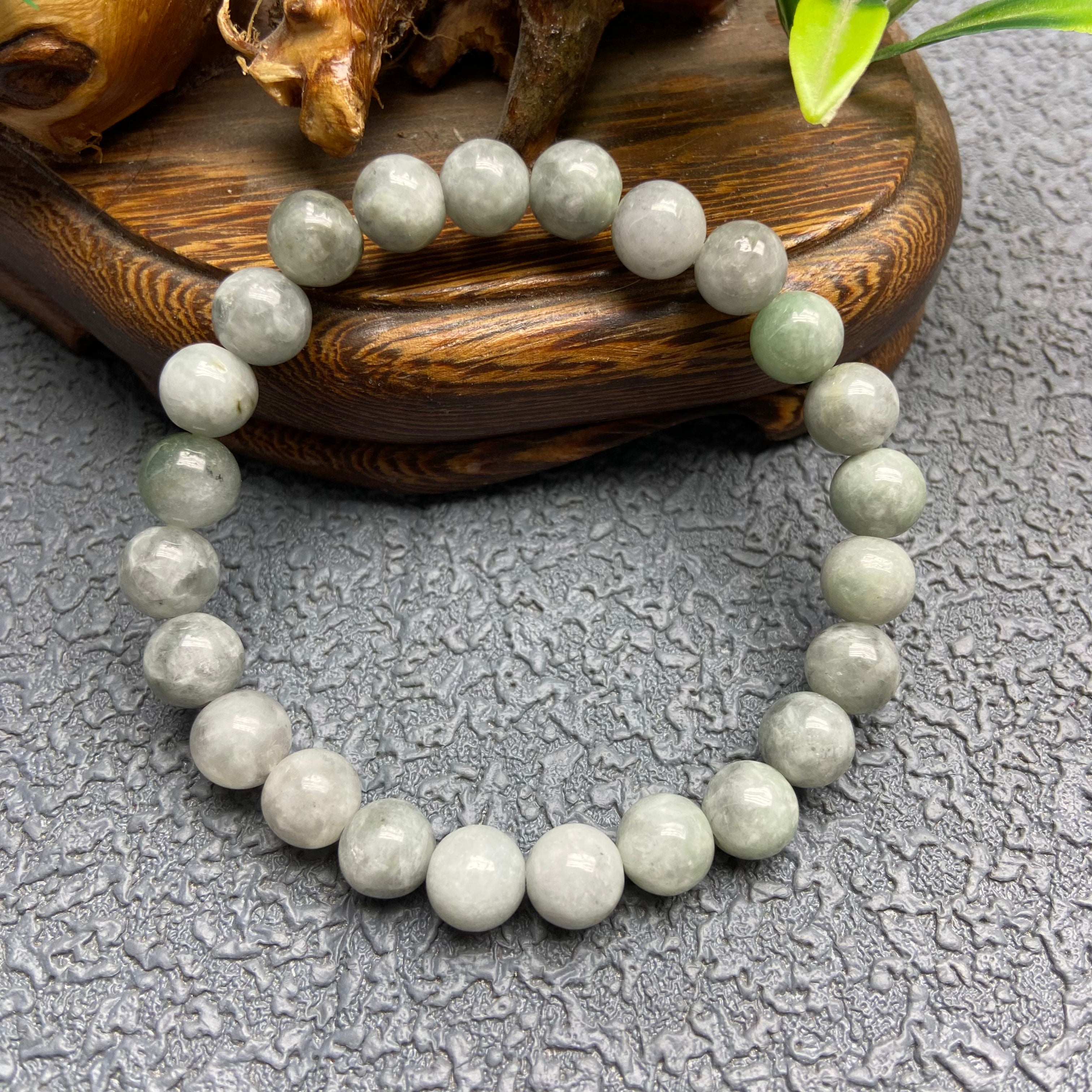 Natural Jade Black Chicken Bracelet - 8mm Round Beads Handpolished Elegant Jewelry