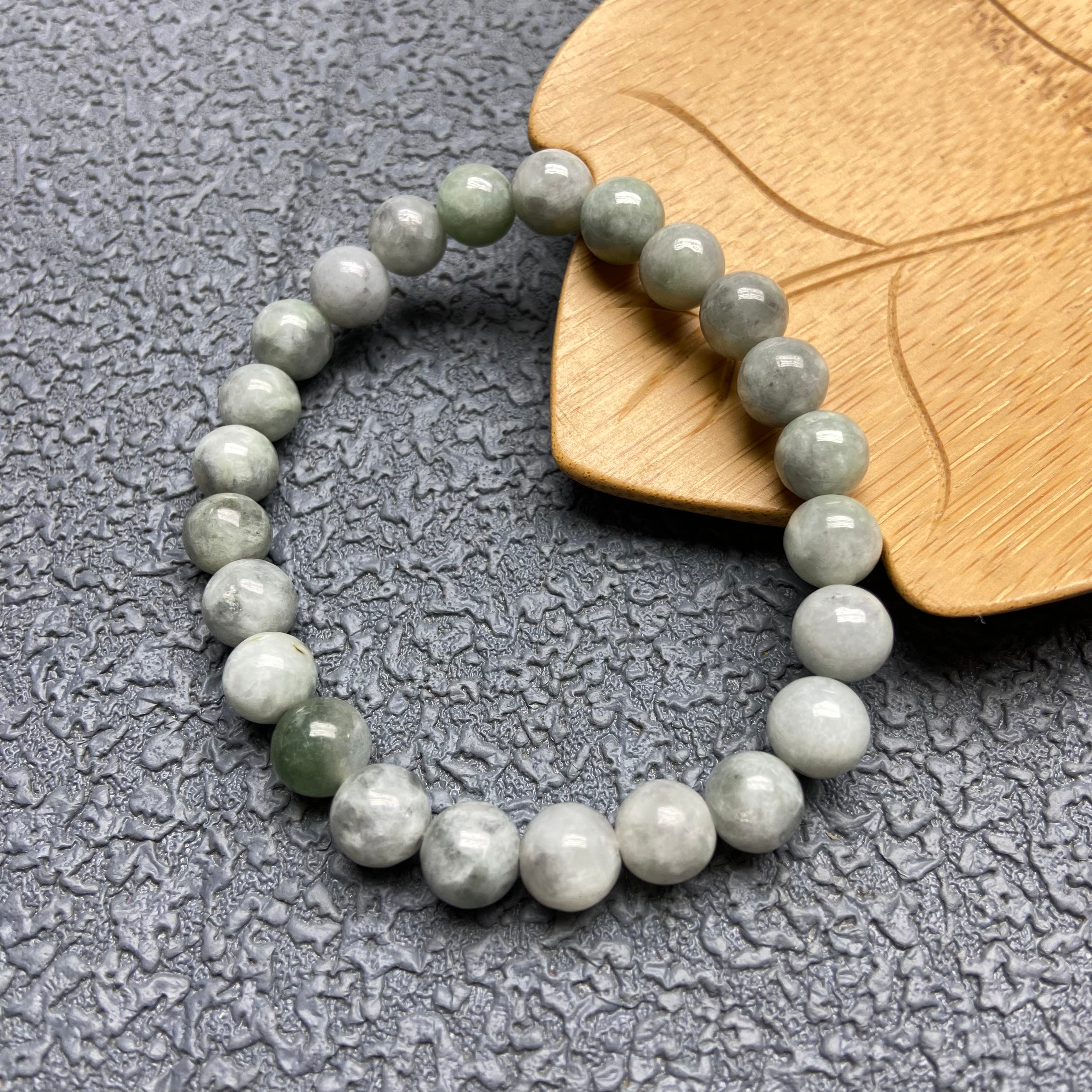 Natural Jade Black Chicken Bracelet - 8mm Round Beads Handpolished Elegant Jewelry