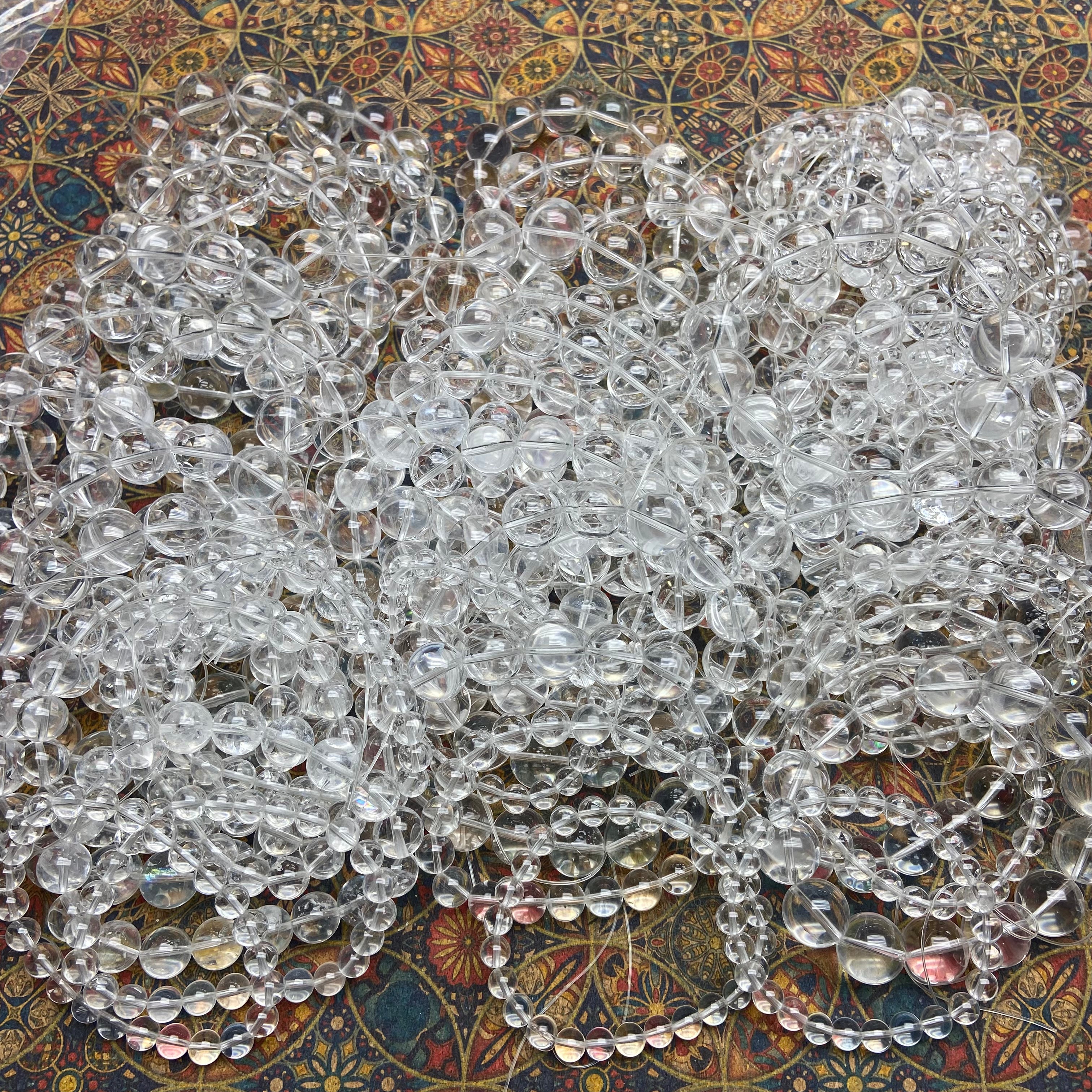 Natural Clear Quartz Round Bead Bracelet - Handcrafted Crystal Jewelry for Daily Wear