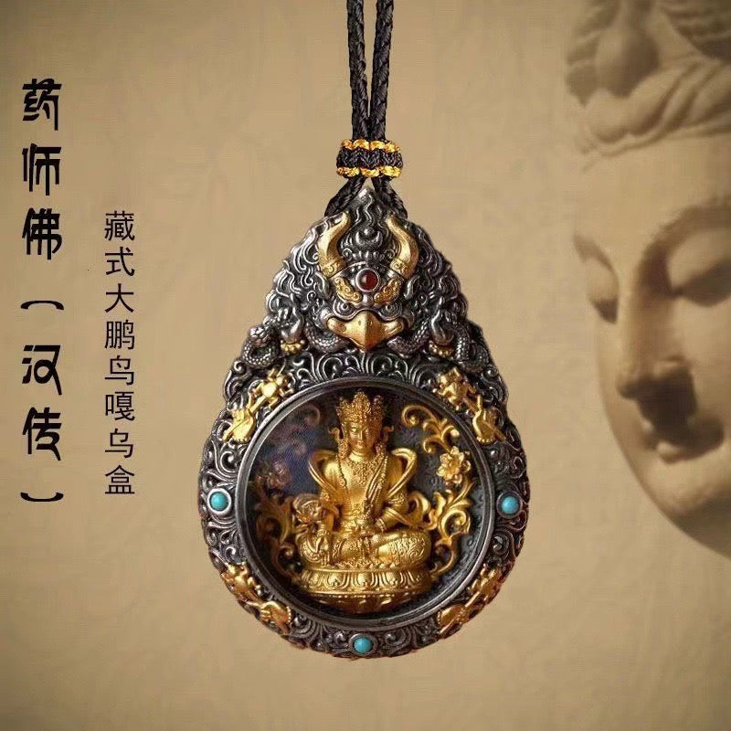 Thousand Eight Great Guardian Deities & Prayer Wheel Zodiac Pendant - Handcrafted Spiritual Jewelry
